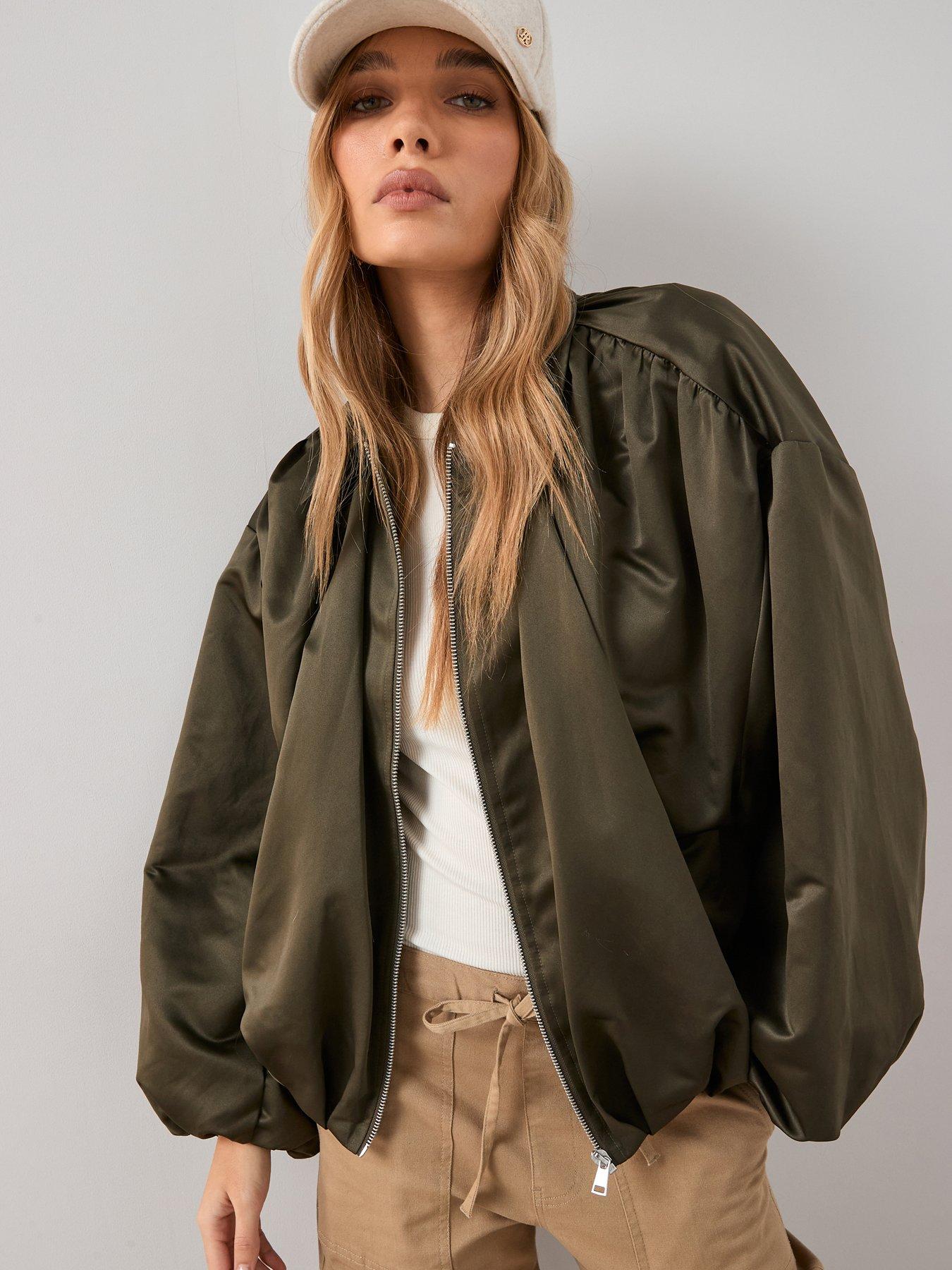  image of the-very-collection-soft-volume-bubble-hem-jacket-nbsp--khaki
