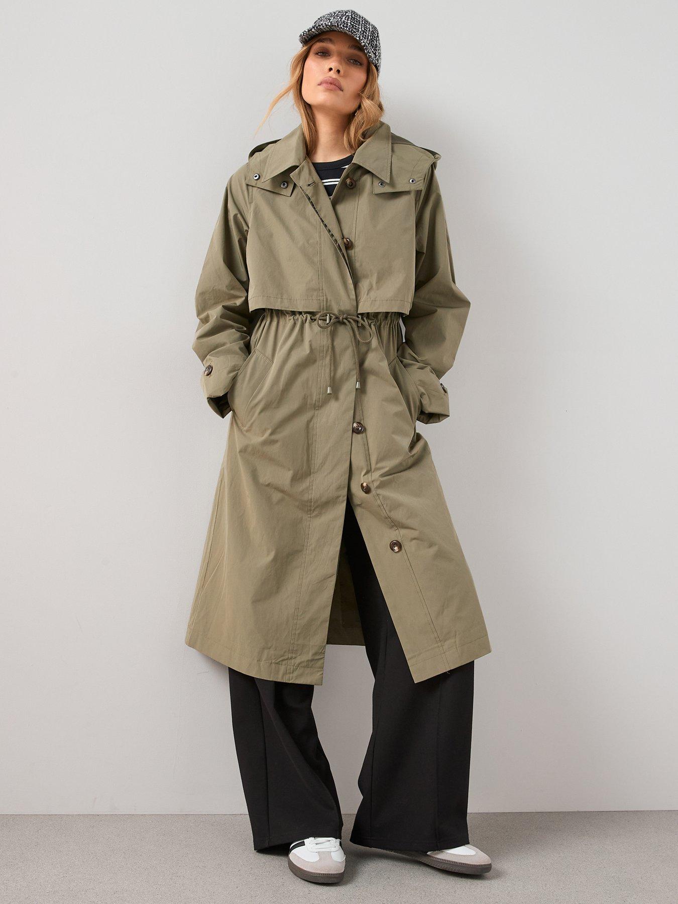 The Very Collection Hooded Trench Coat - Khaki