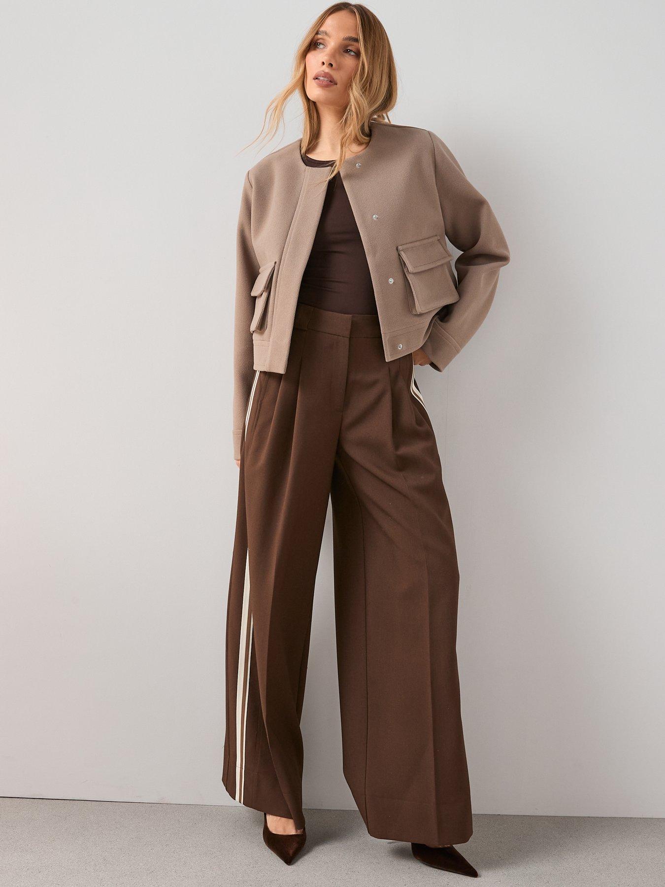  image of the-very-collection-faux-wool-collarless-jacket-beige