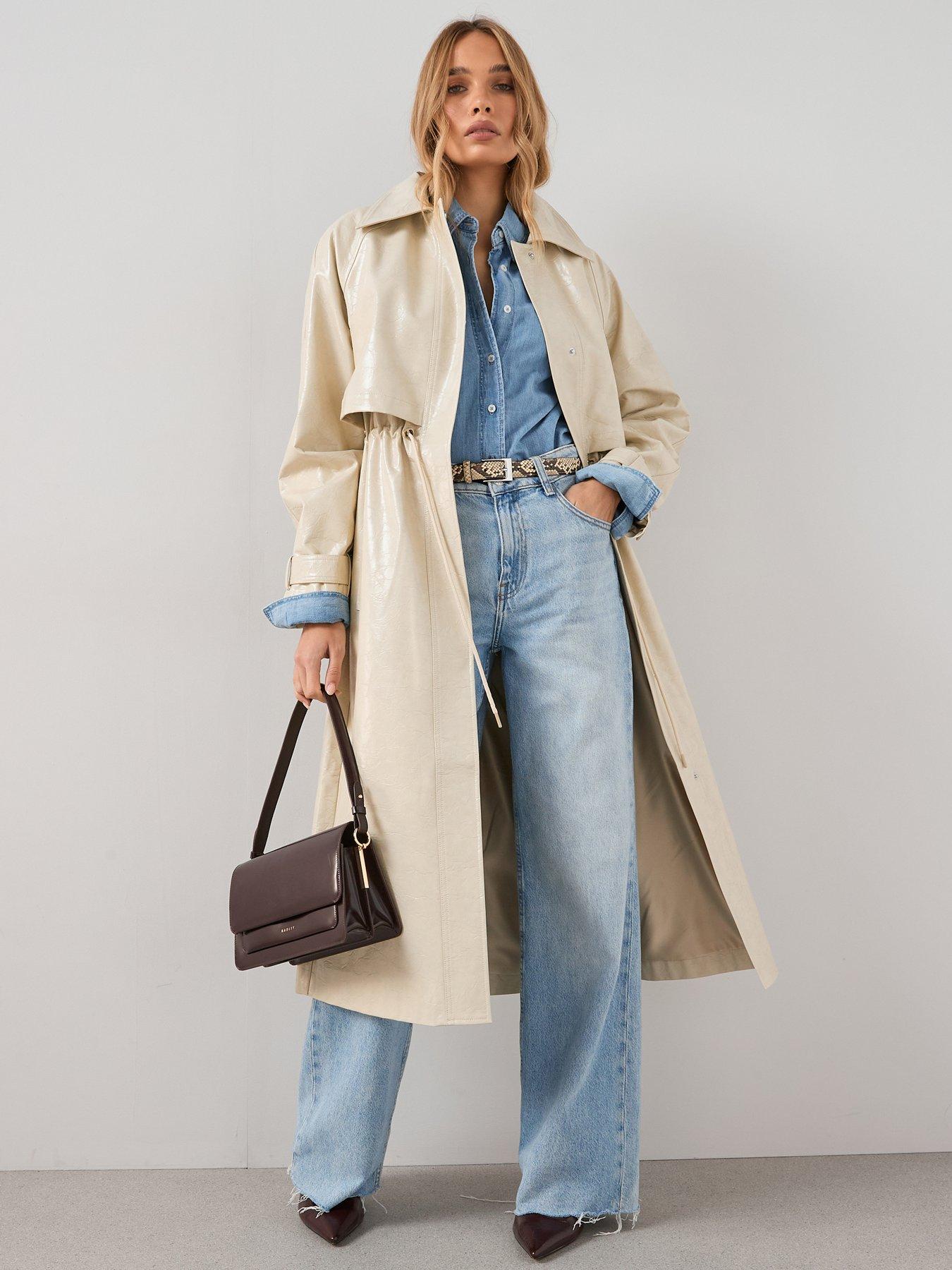 The Very Collection Faux Leather Trench Coat - Butter Lemon