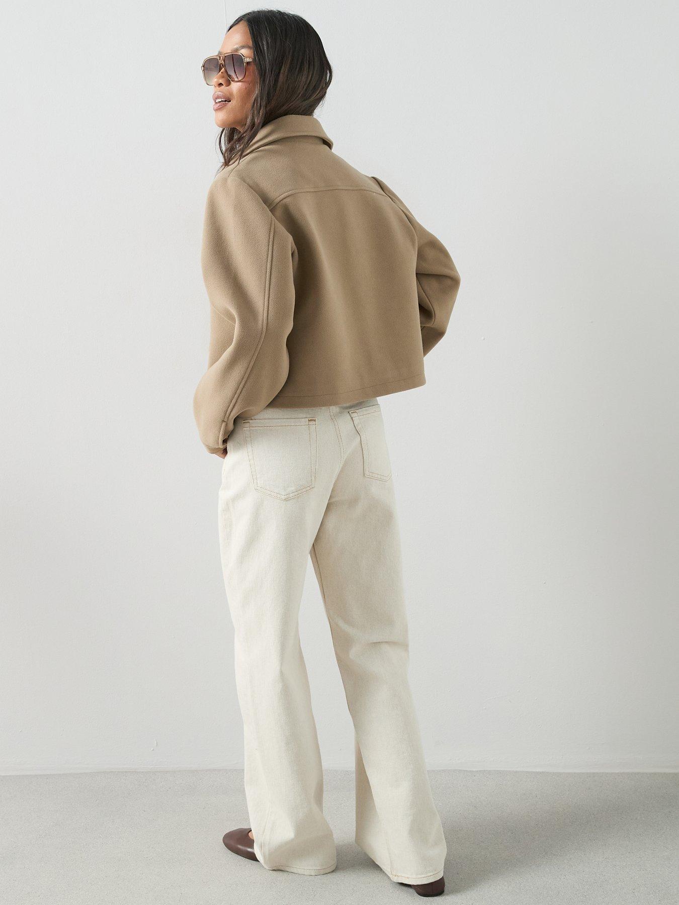 Image 2 of 7 of The Very Collection Faux Wool Bomber Jacket - Light Brown