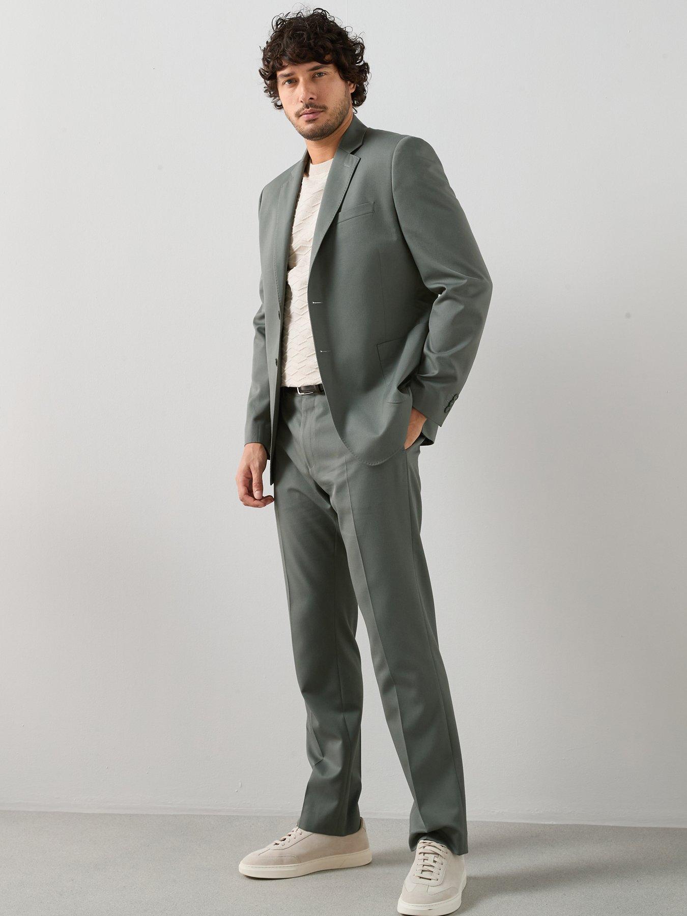 The Very Collection Regular Fit Textured Suit Trouser - Sage