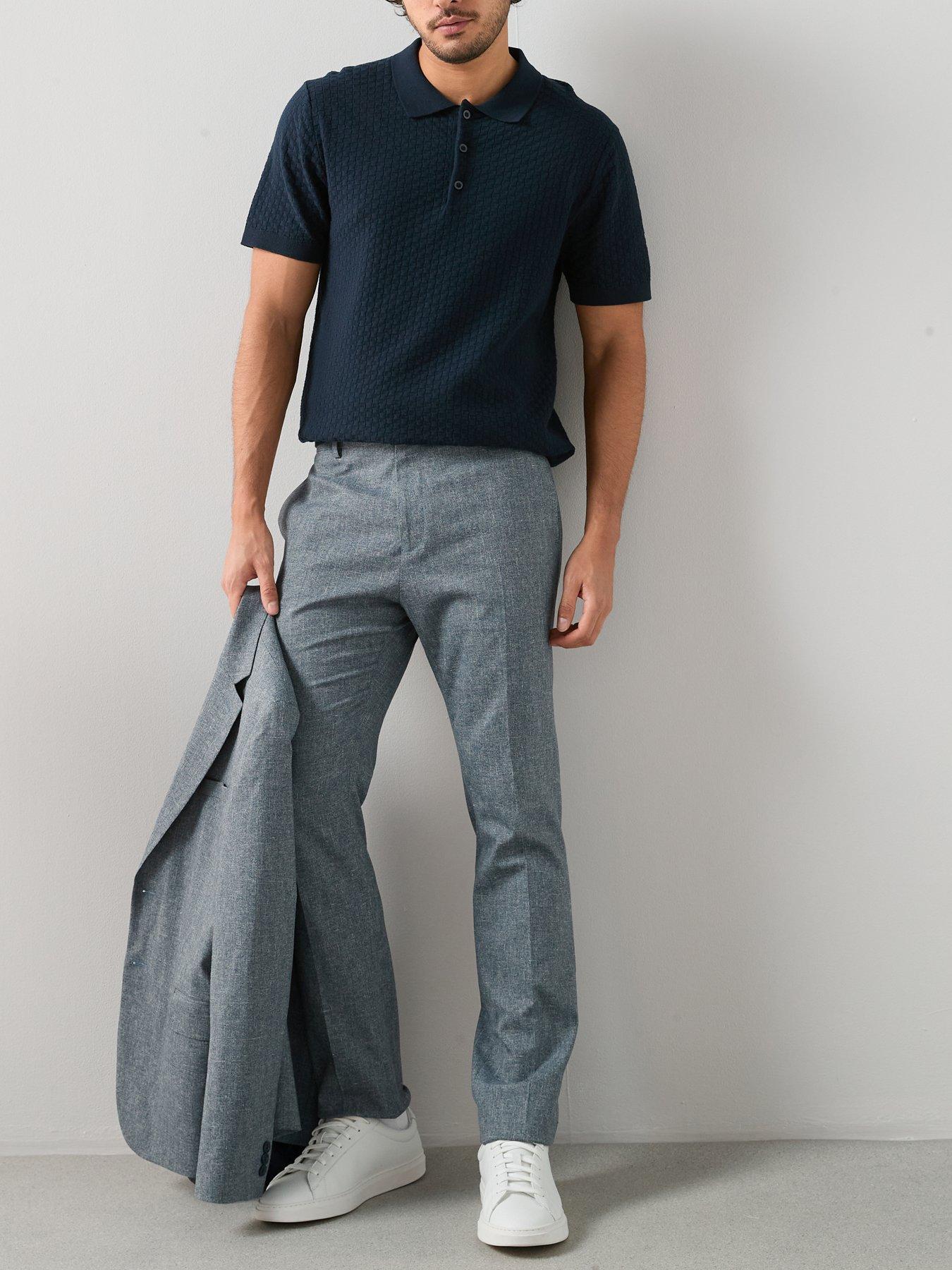Image 4 of 7 of The Very Collection Slim Fit Herringbone Check Suit Trouser - Blue