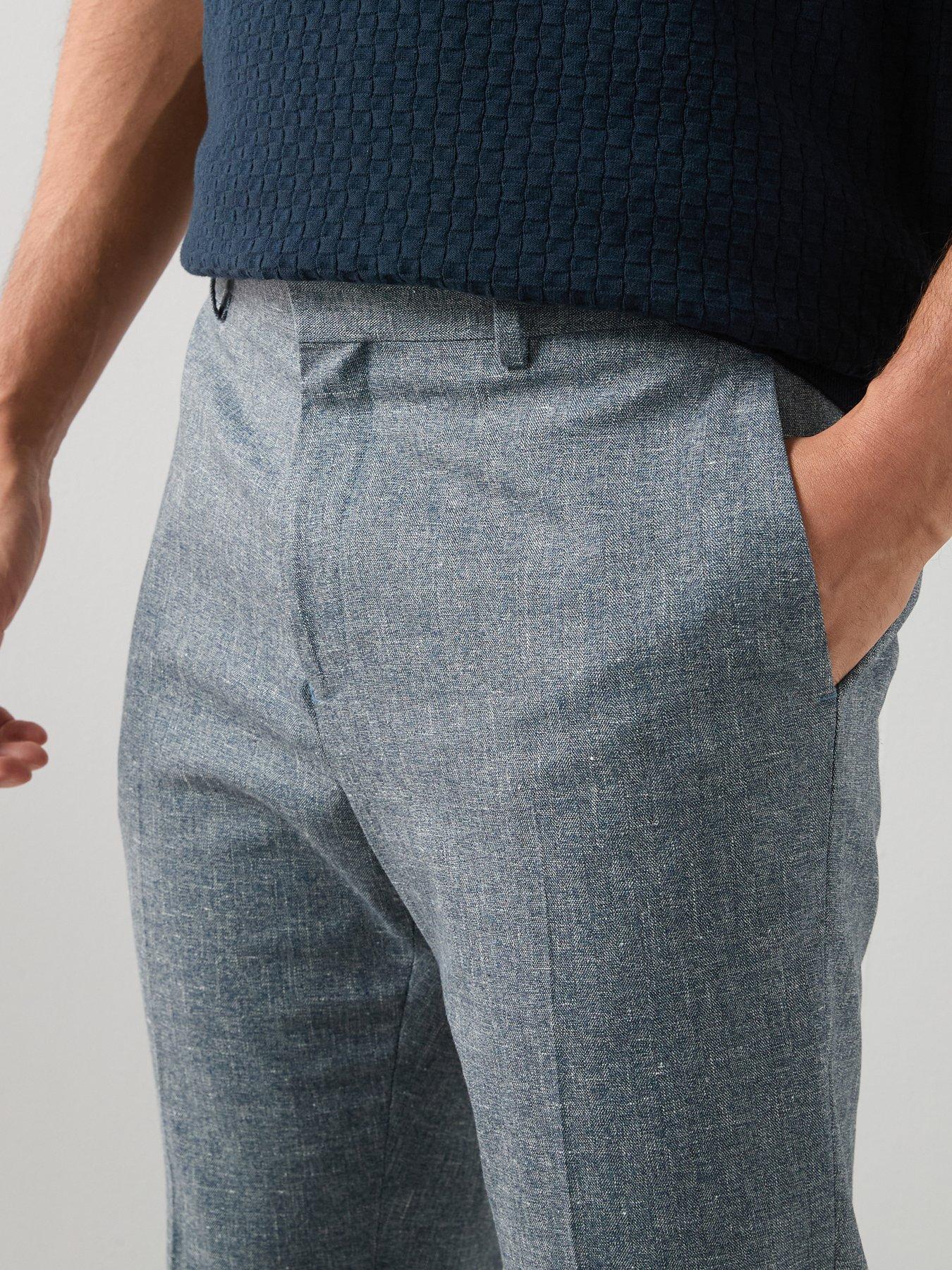 Image 5 of 7 of The Very Collection Slim Fit Herringbone Check Suit Trouser - Blue