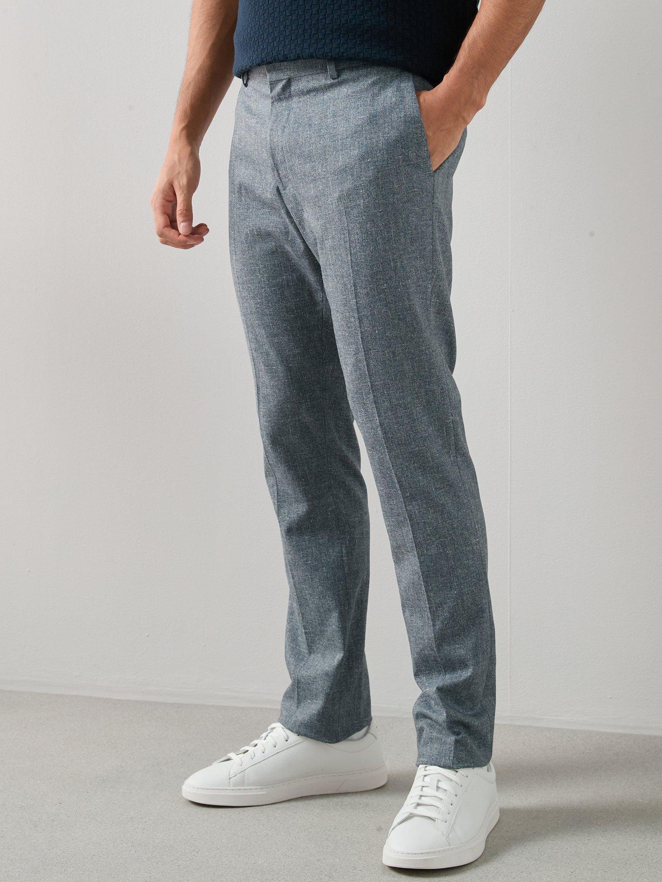 Image 6 of 7 of The Very Collection Slim Fit Herringbone Check Suit Trouser - Blue