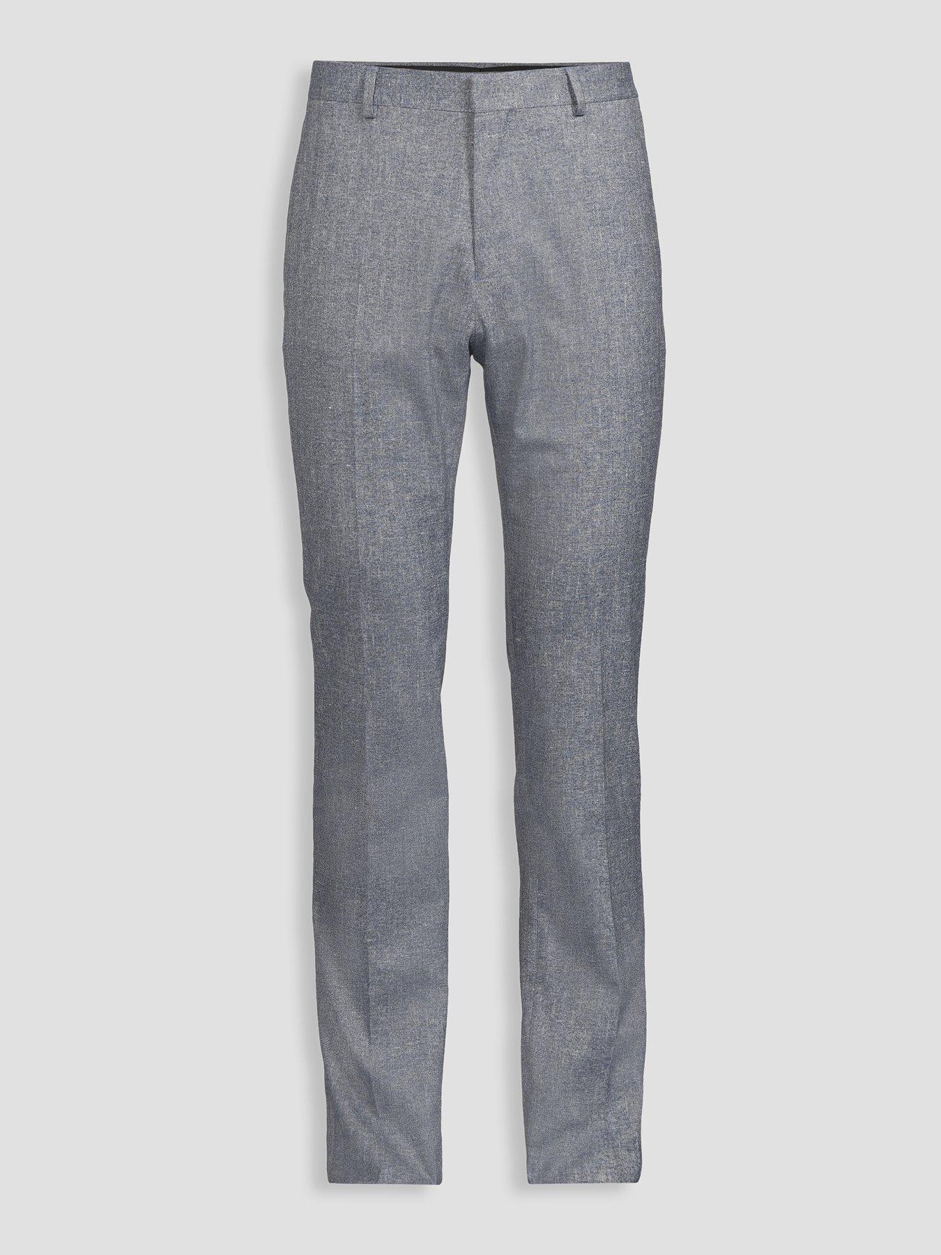 Image 7 of 7 of The Very Collection Slim Fit Herringbone Check Suit Trouser - Blue