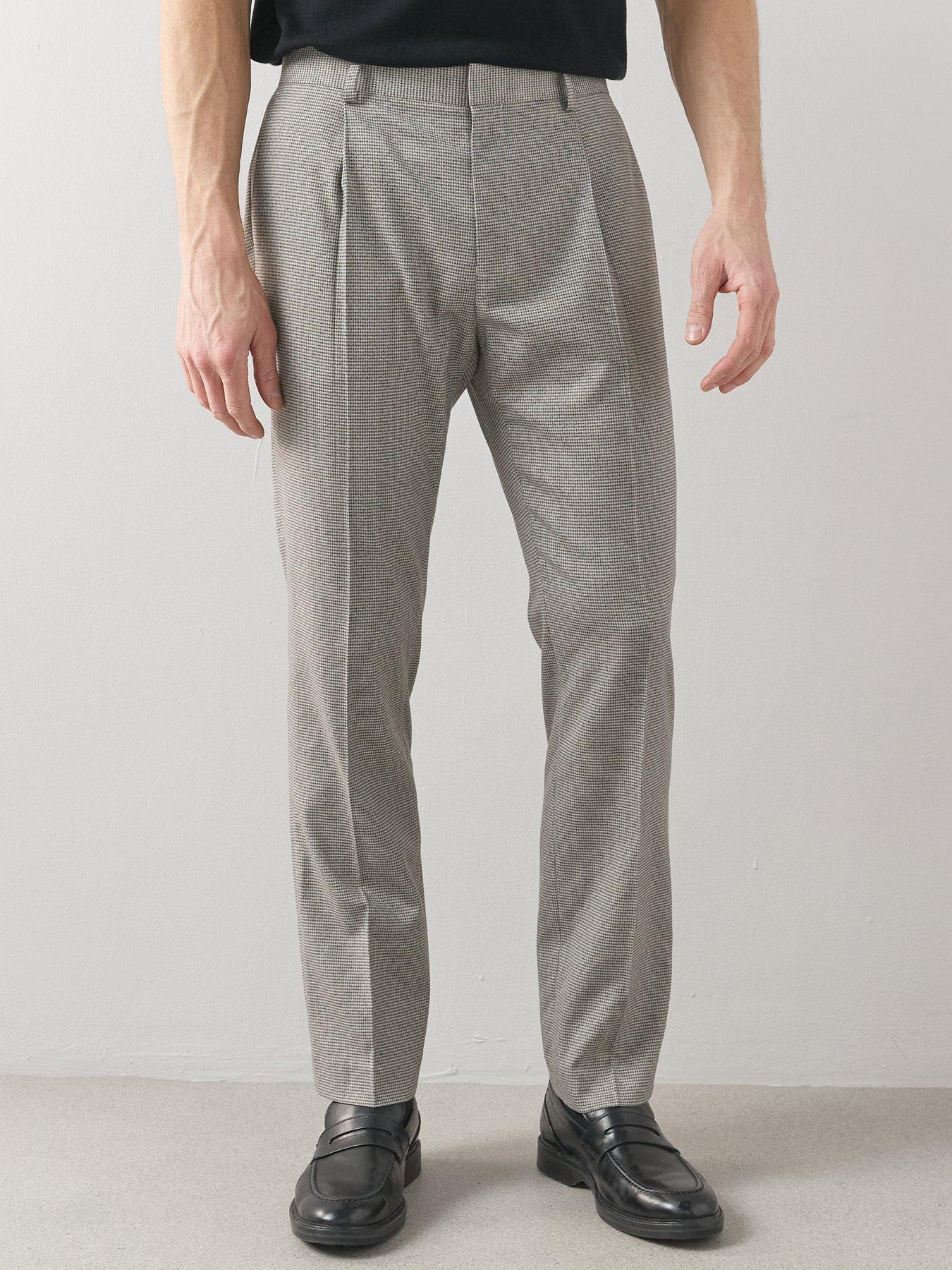Image 6 of 7 of The Very Collection Slim Fit Brushed Check Trousers - Beige