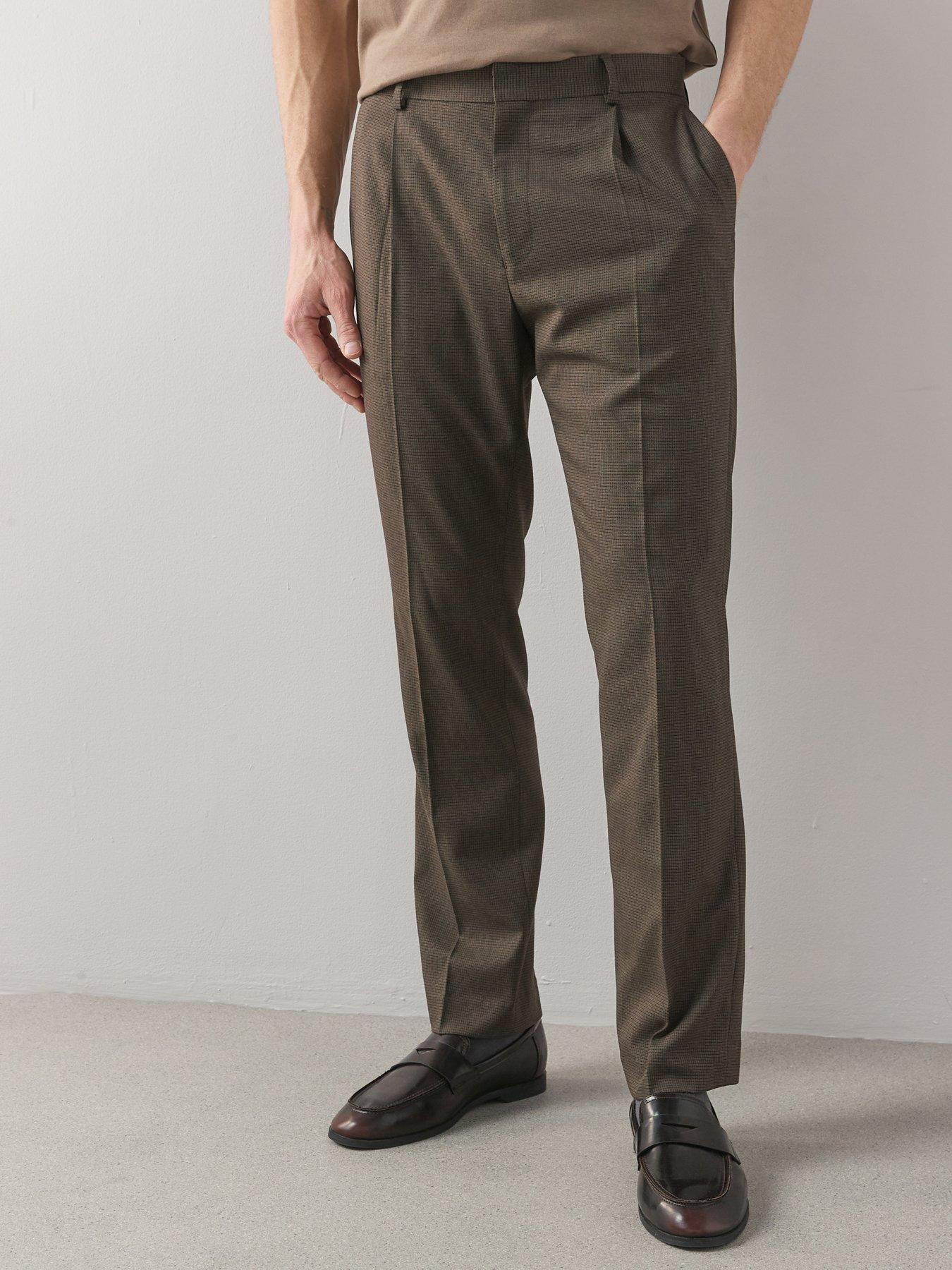 the-very-collection-slim-fit-micro-check-trousers-brown