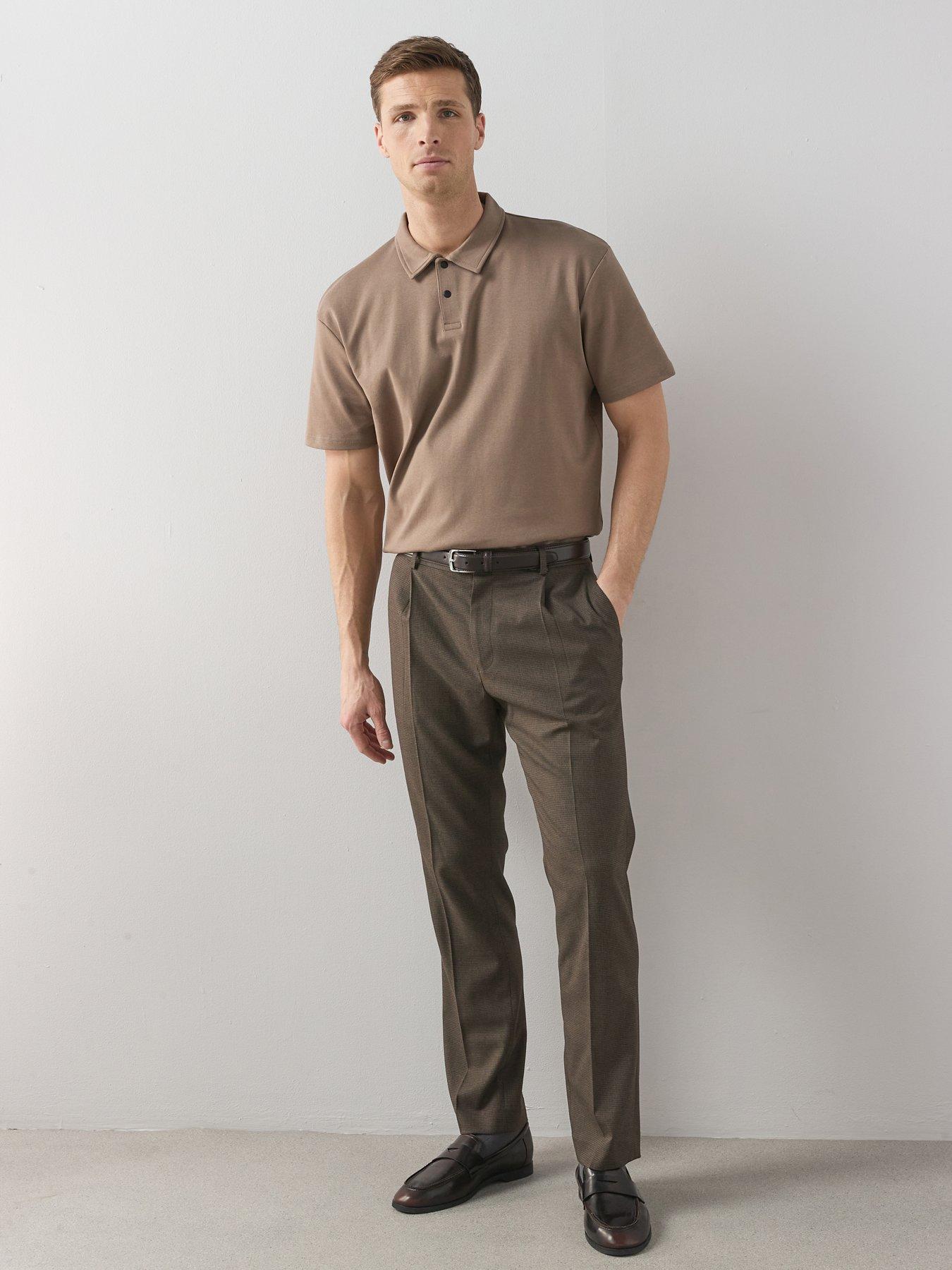 Image 1 of 7 of The Very Collection Slim Fit Micro Check Trousers - Brown
