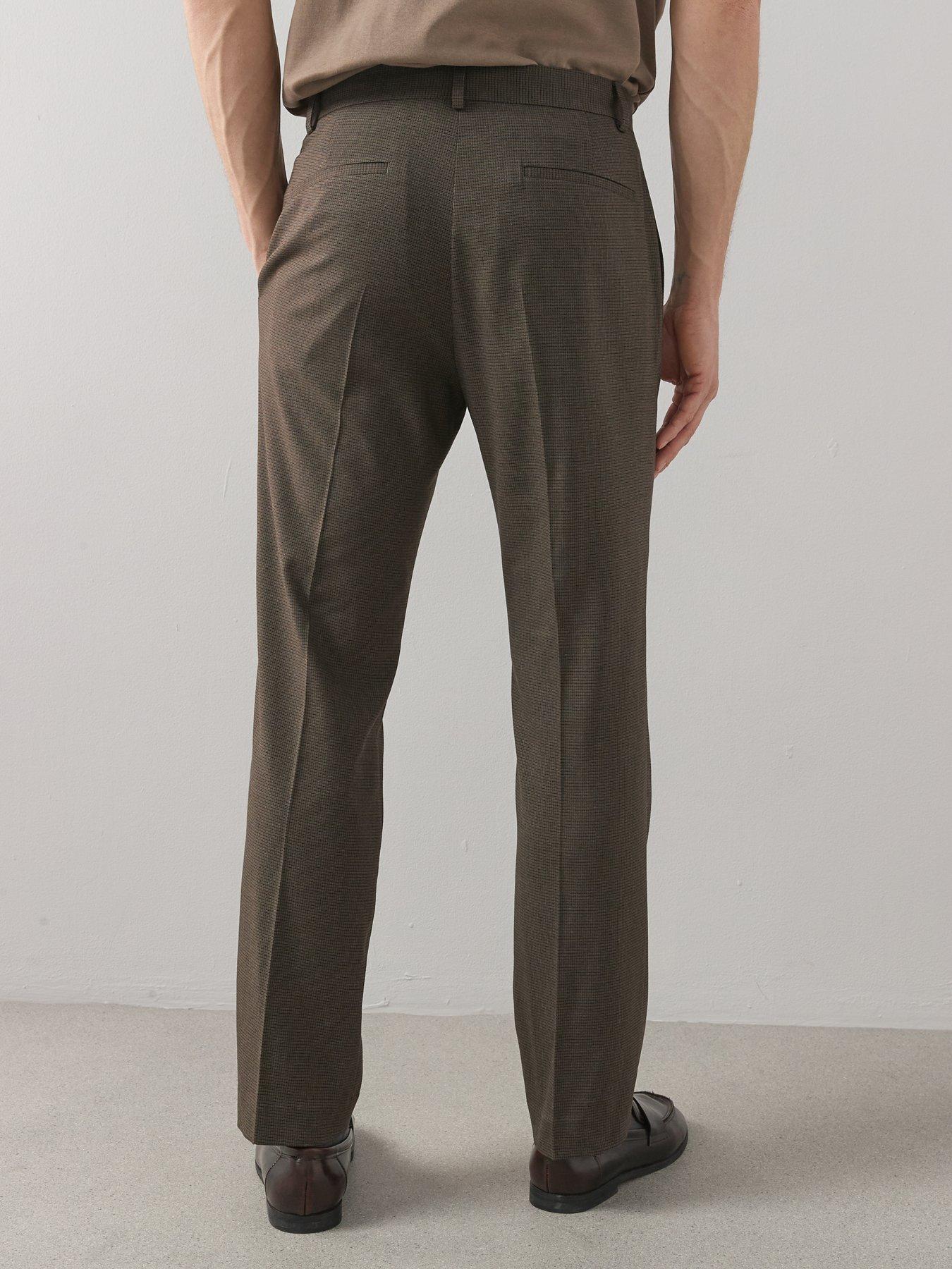 Image 2 of 7 of The Very Collection Slim Fit Micro Check Trousers - Brown