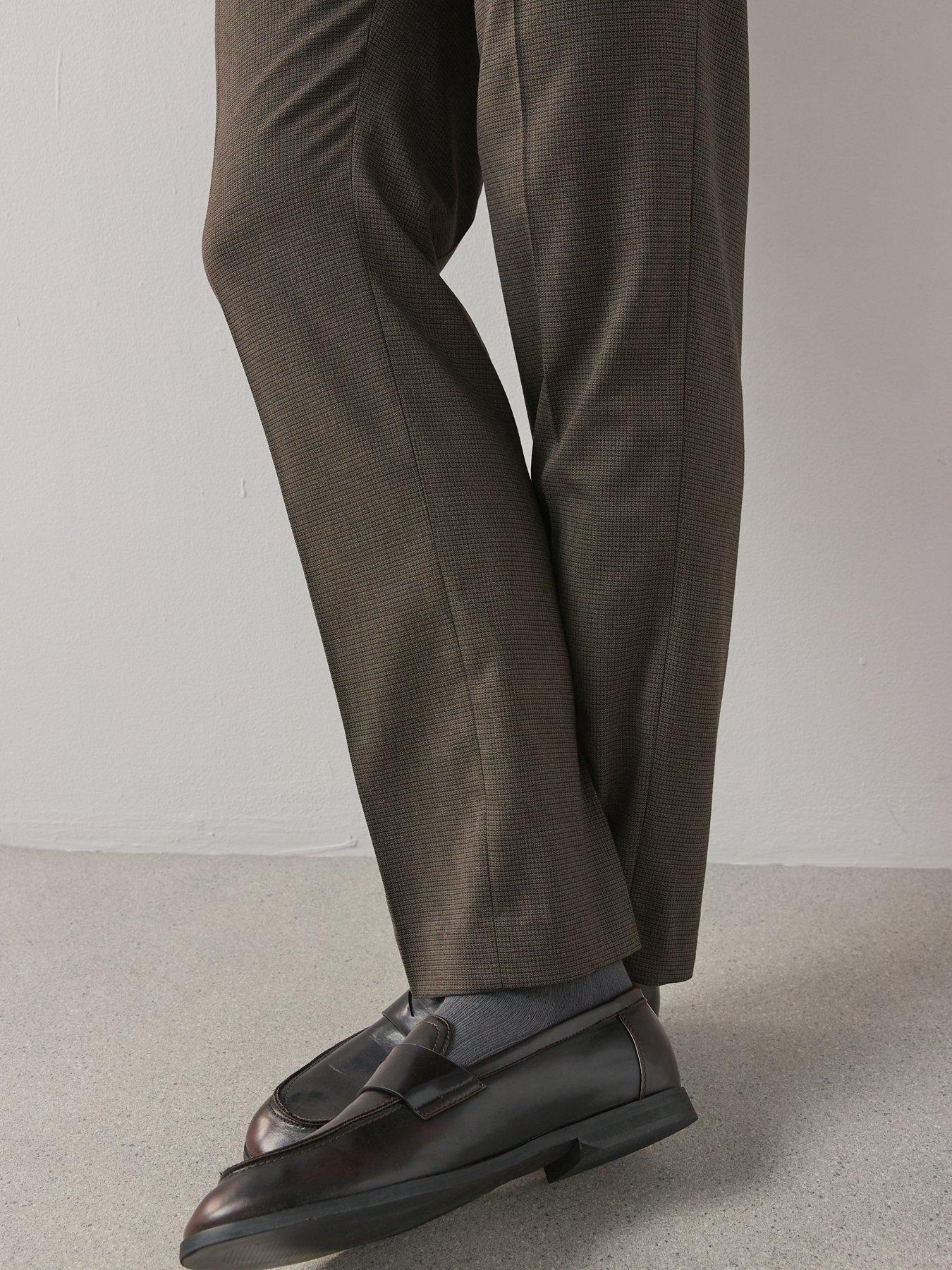 Image 5 of 7 of The Very Collection Slim Fit Micro Check Trousers - Brown