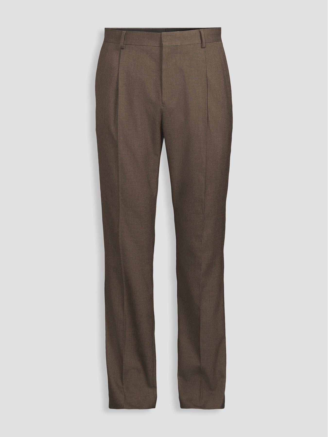 Image 7 of 7 of The Very Collection Slim Fit Micro Check Trousers - Brown
