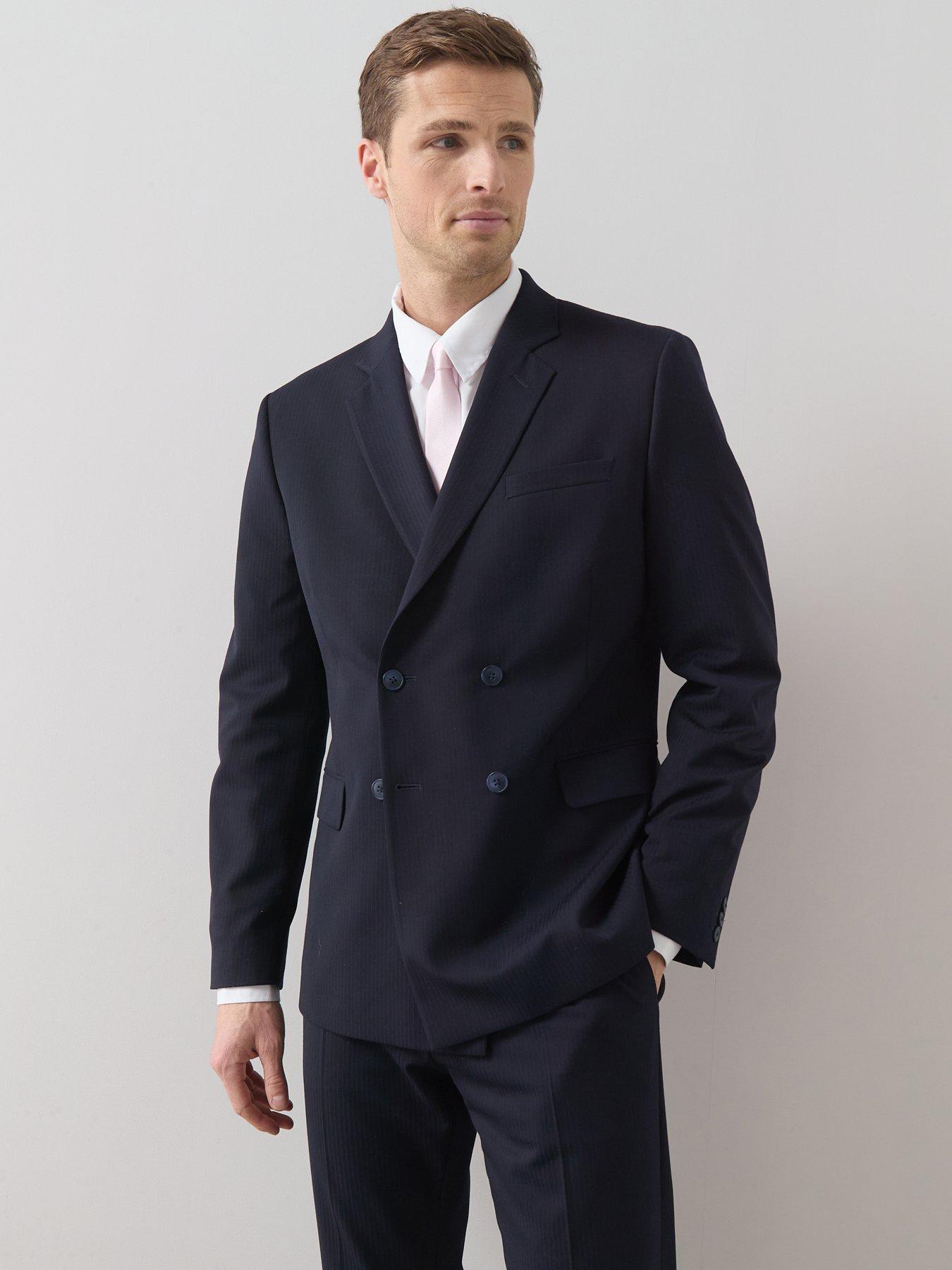 The Very Collection Regular Fit Double Breasted Jacquard Suit Jacket - Navy