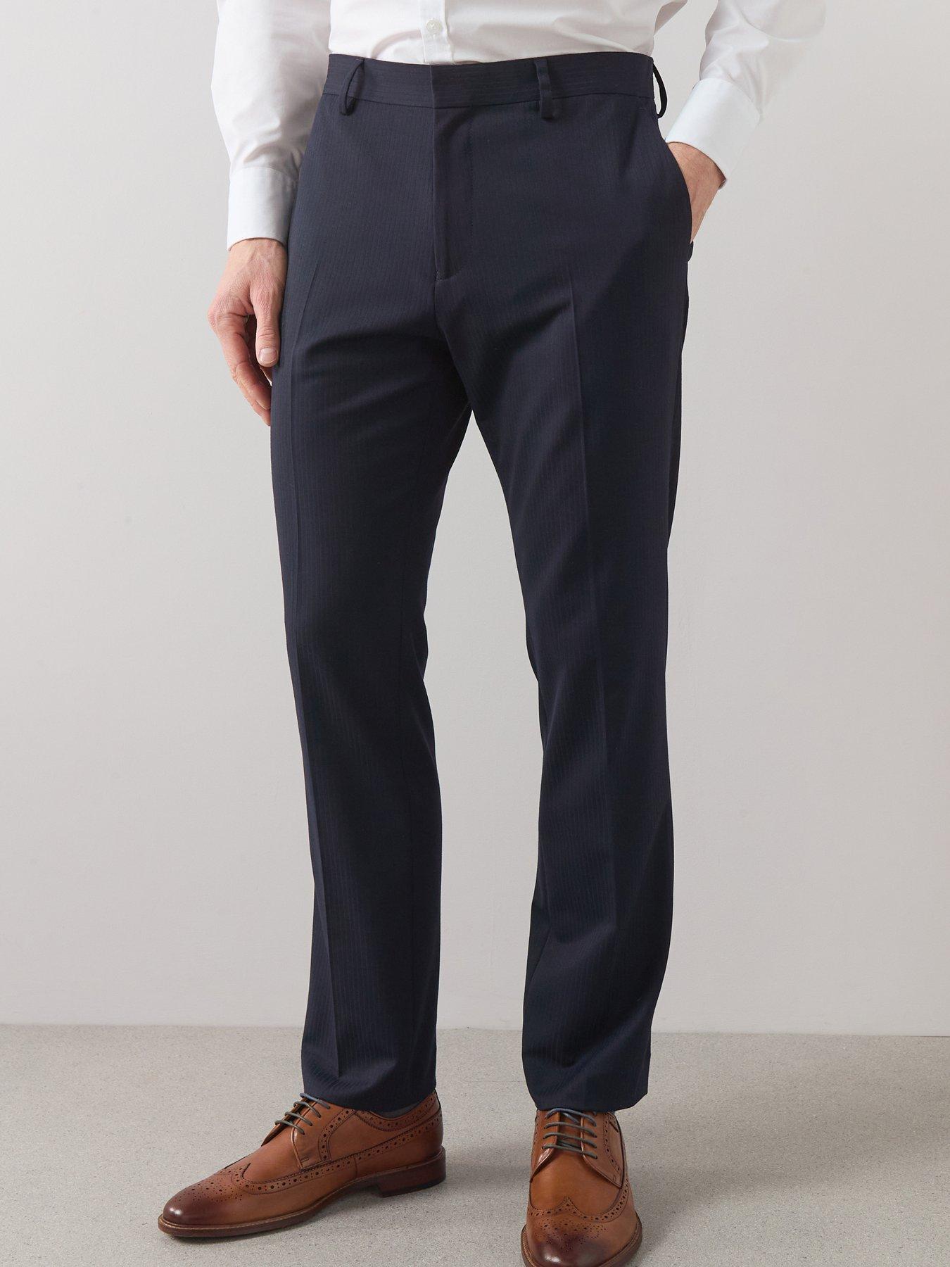 Image 1 of 6 of The Very Collection Jacquard Suit Trousers - Navy