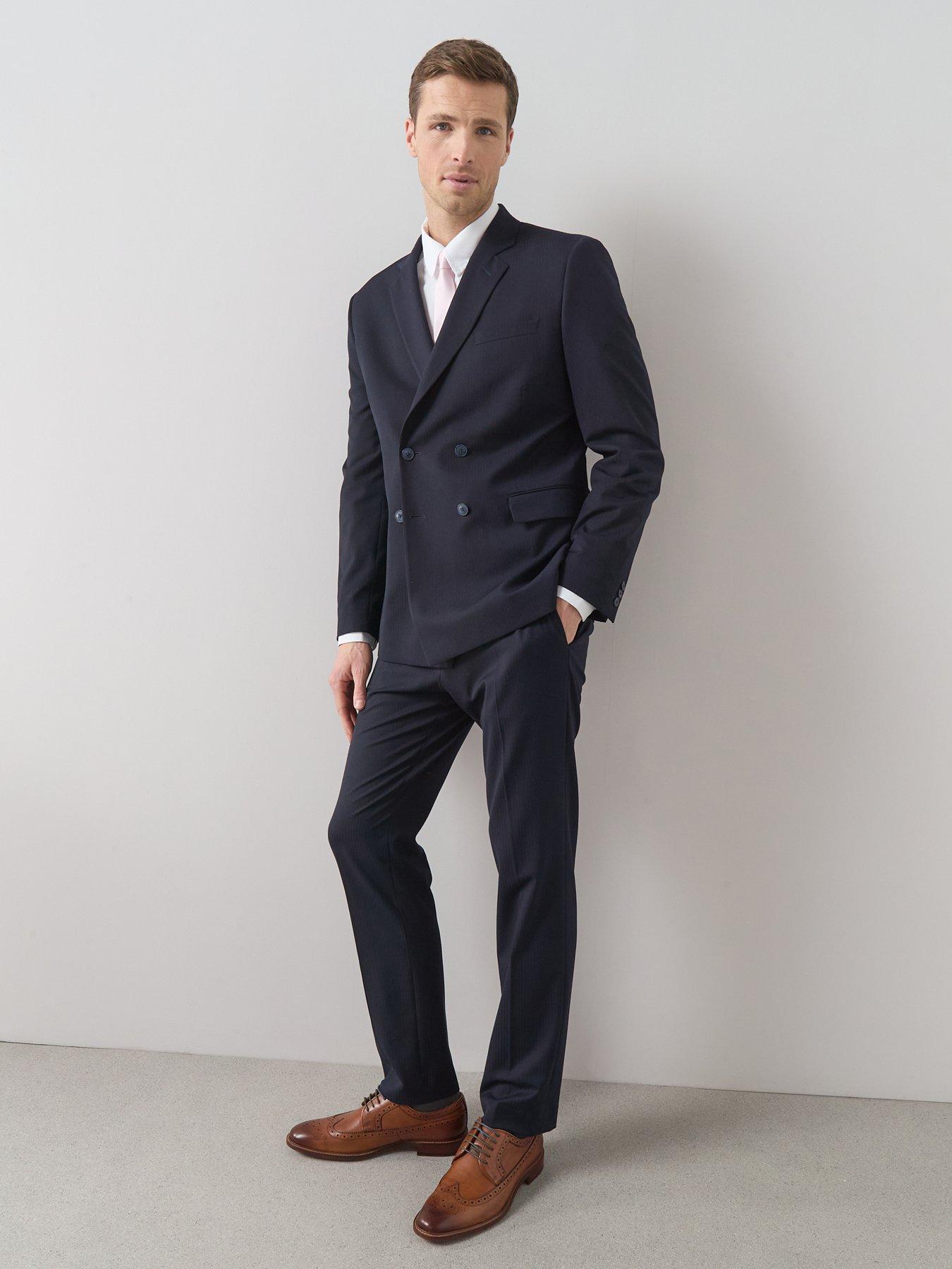 Image 3 of 6 of The Very Collection Jacquard Suit Trousers - Navy