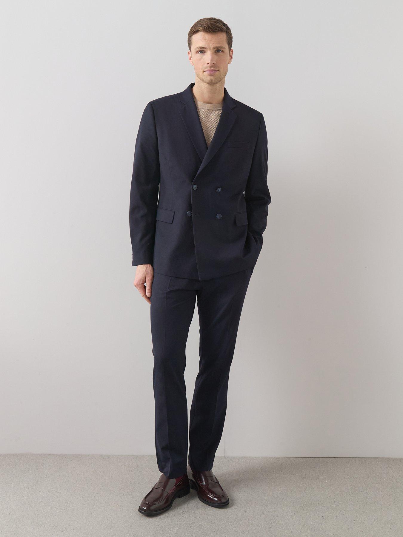 Image 6 of 6 of The Very Collection Jacquard Suit Trousers - Navy