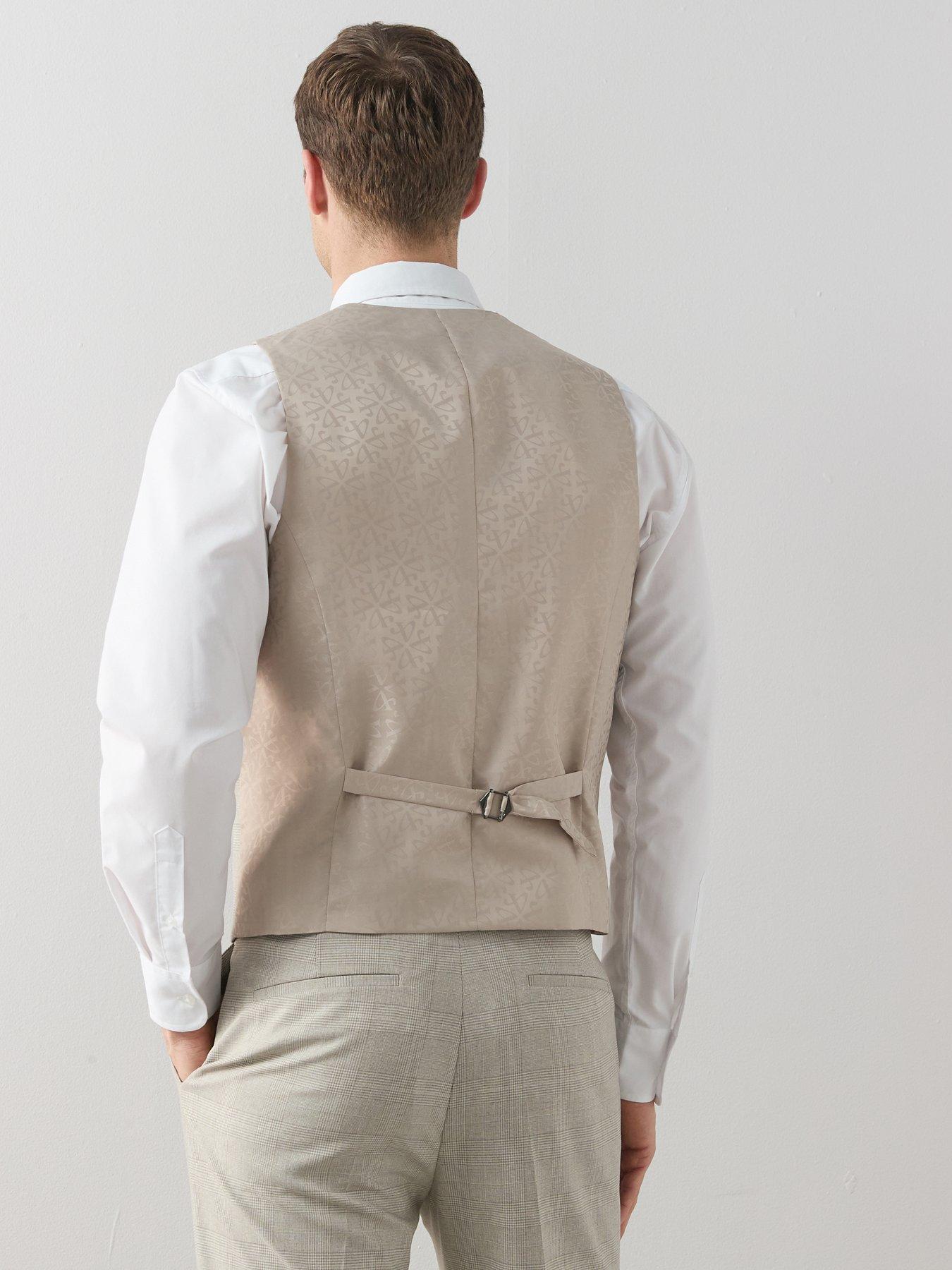  image of the-very-collection-checked-waistcoat-stone