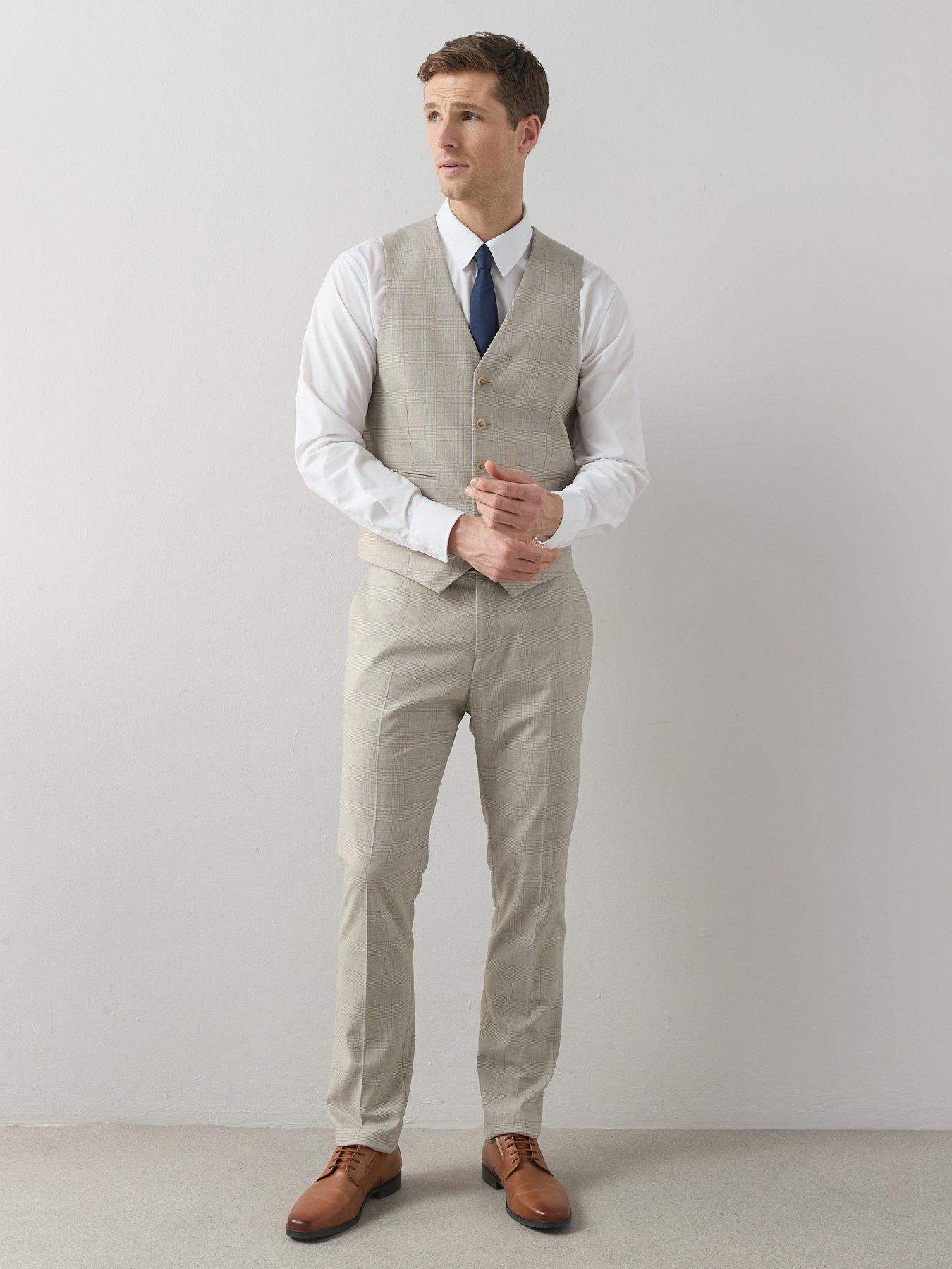  image of the-very-collection-checked-waistcoat-stone