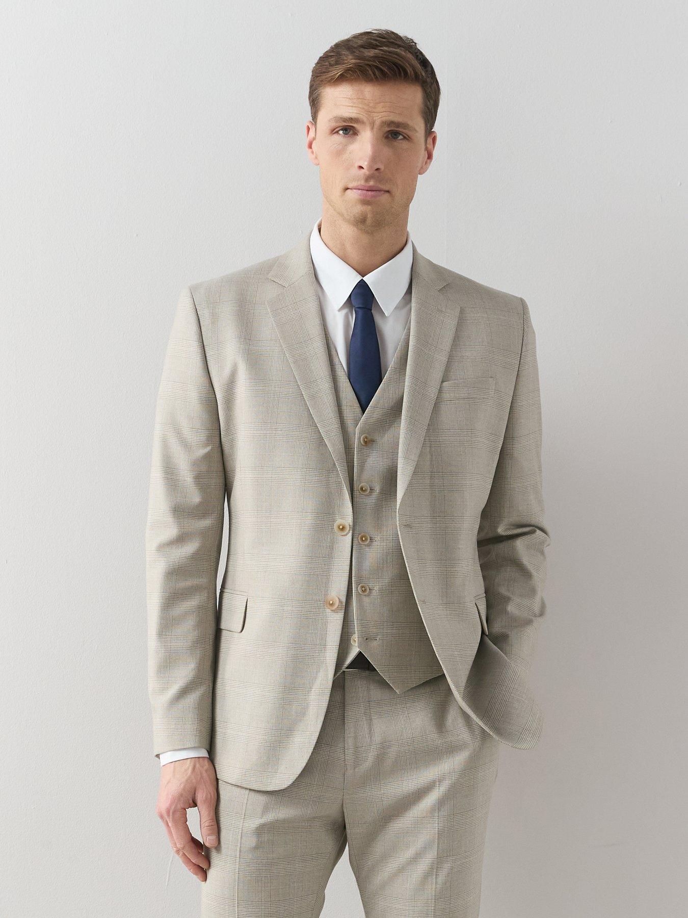  image of the-very-collection-checked-waistcoat-stone