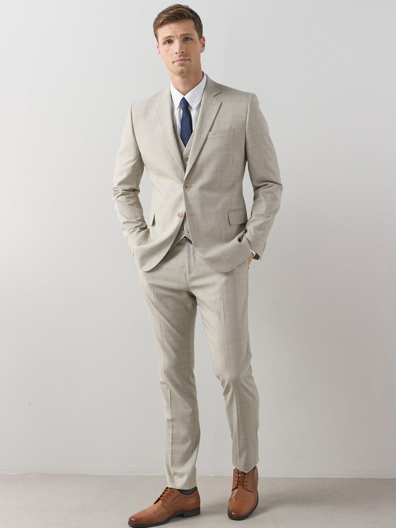  image of the-very-collection-checked-waistcoat-stone