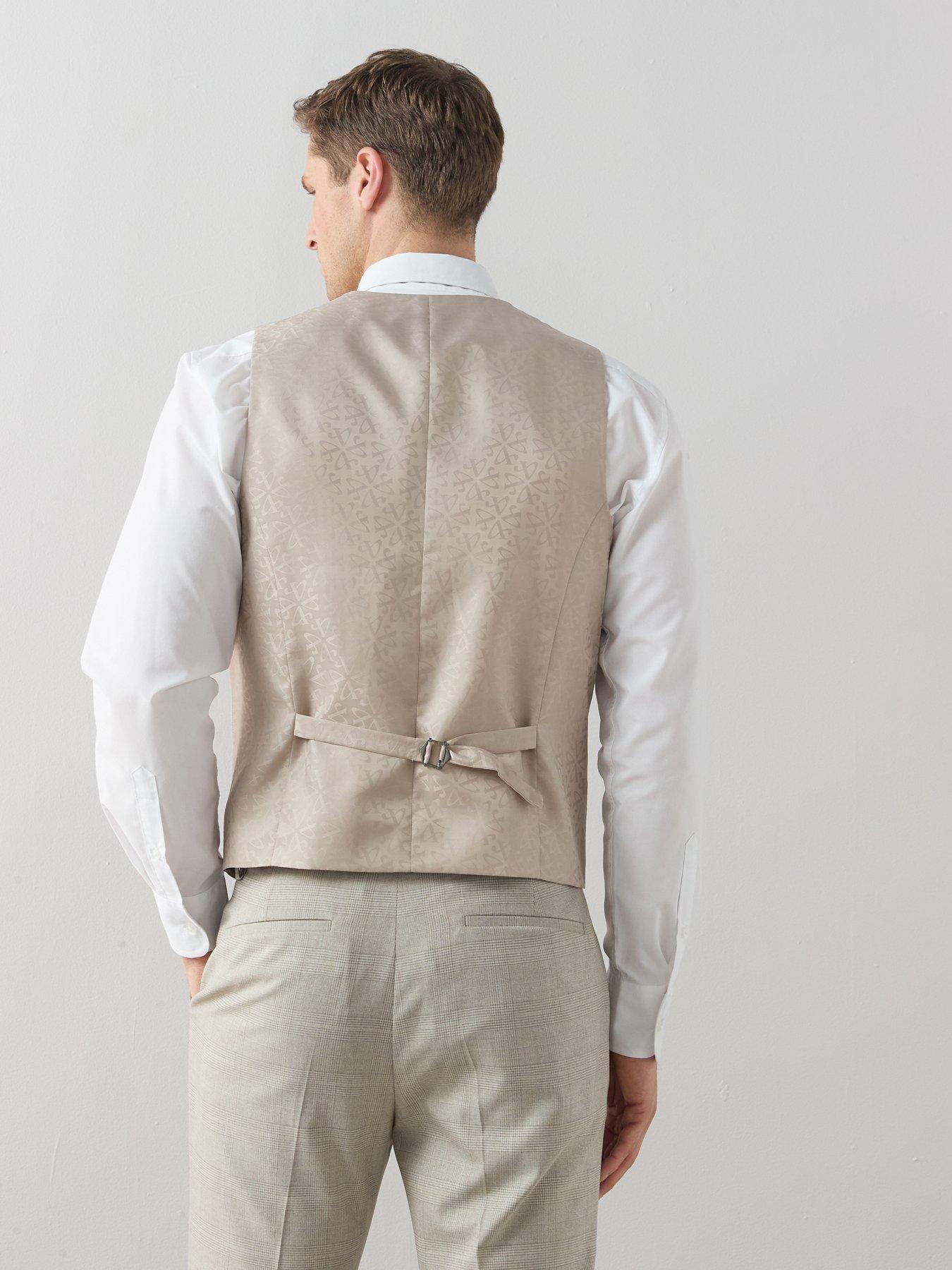  image of the-very-collection-checked-waistcoat-stone