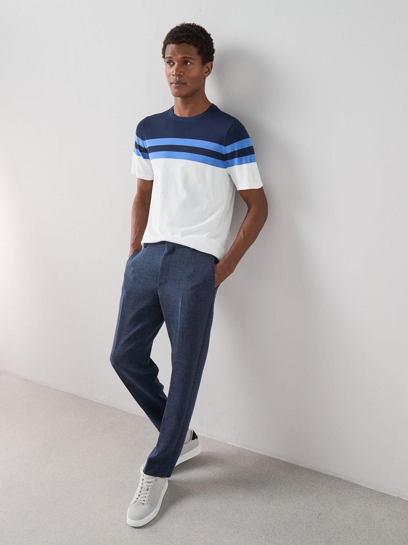 The Very Collection Knitted Stripe T-Shirt - Blue