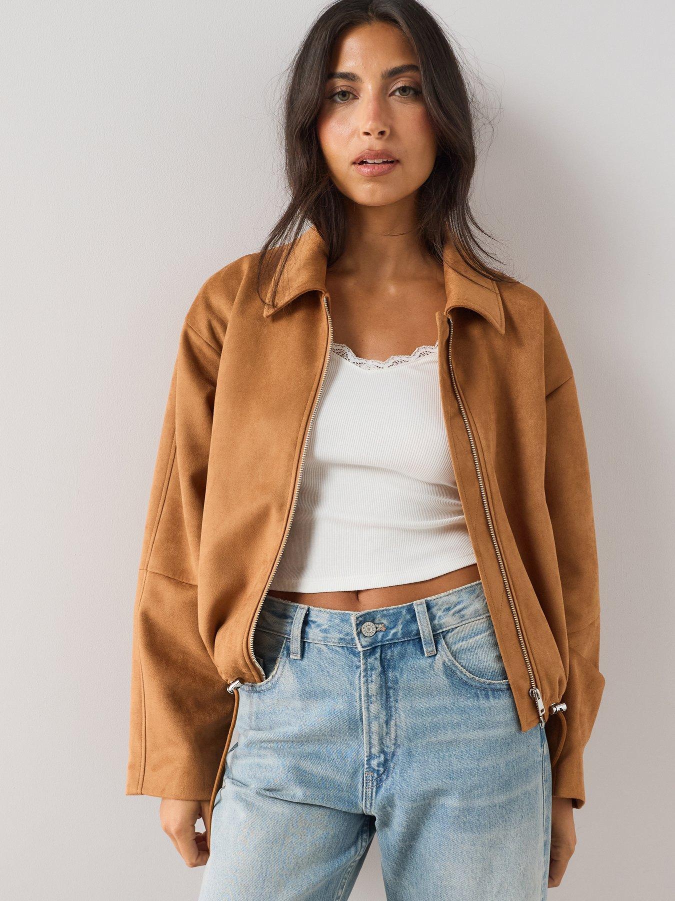 The Very Collection Faux Suede Adjustable Hem Jacket - Brown