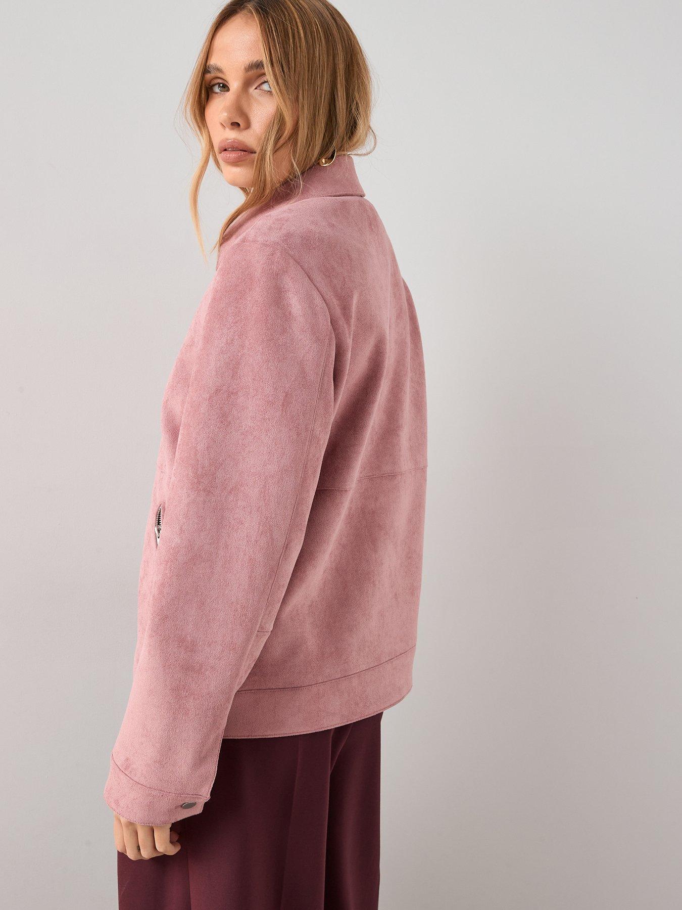 Image 2 of 7 of The Very Collection Suedette Harrington Jacket - Pink