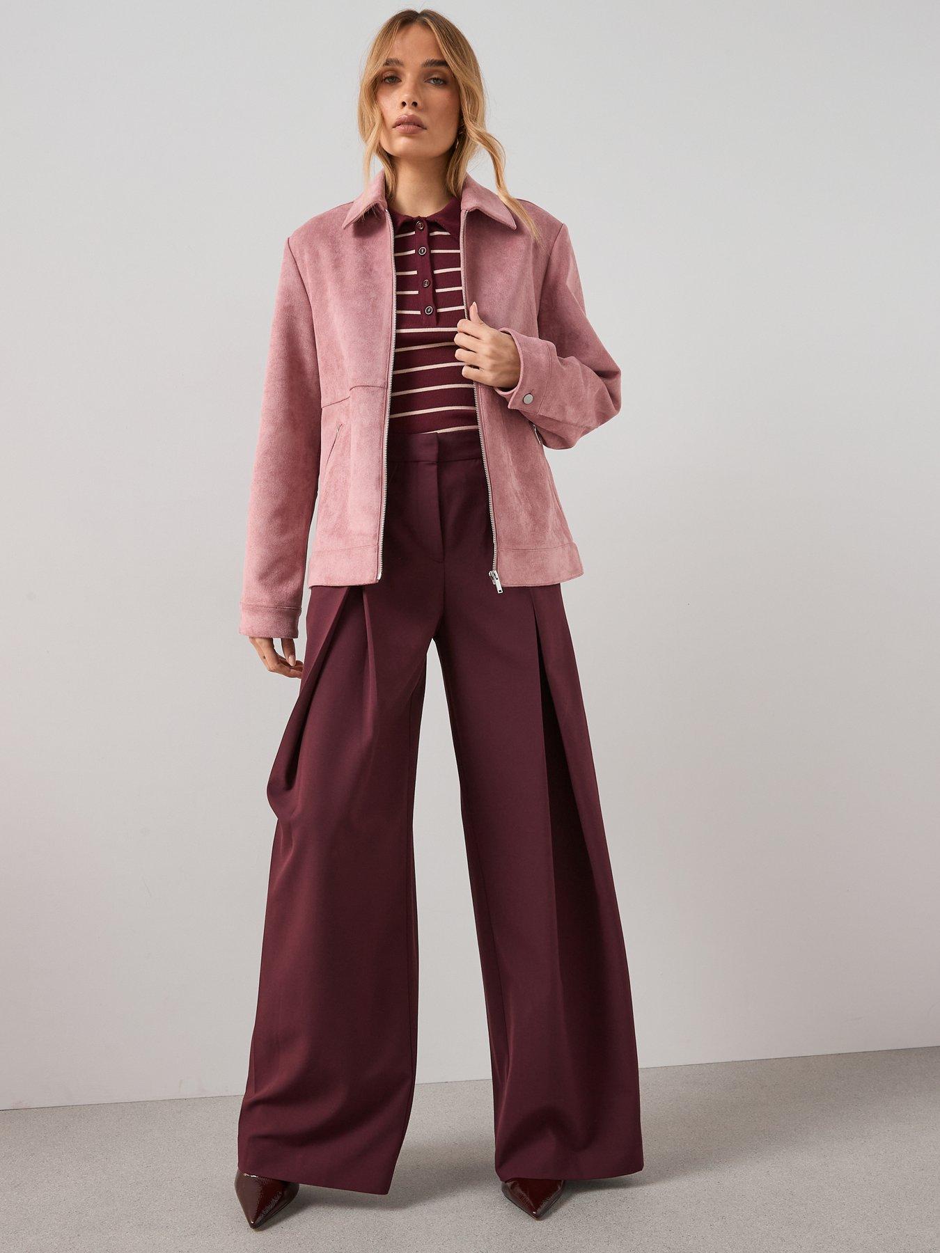 Image 3 of 7 of The Very Collection Suedette Harrington Jacket - Pink