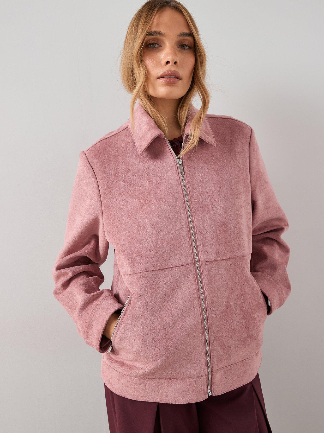 Image 5 of 7 of The Very Collection Suedette Harrington Jacket - Pink
