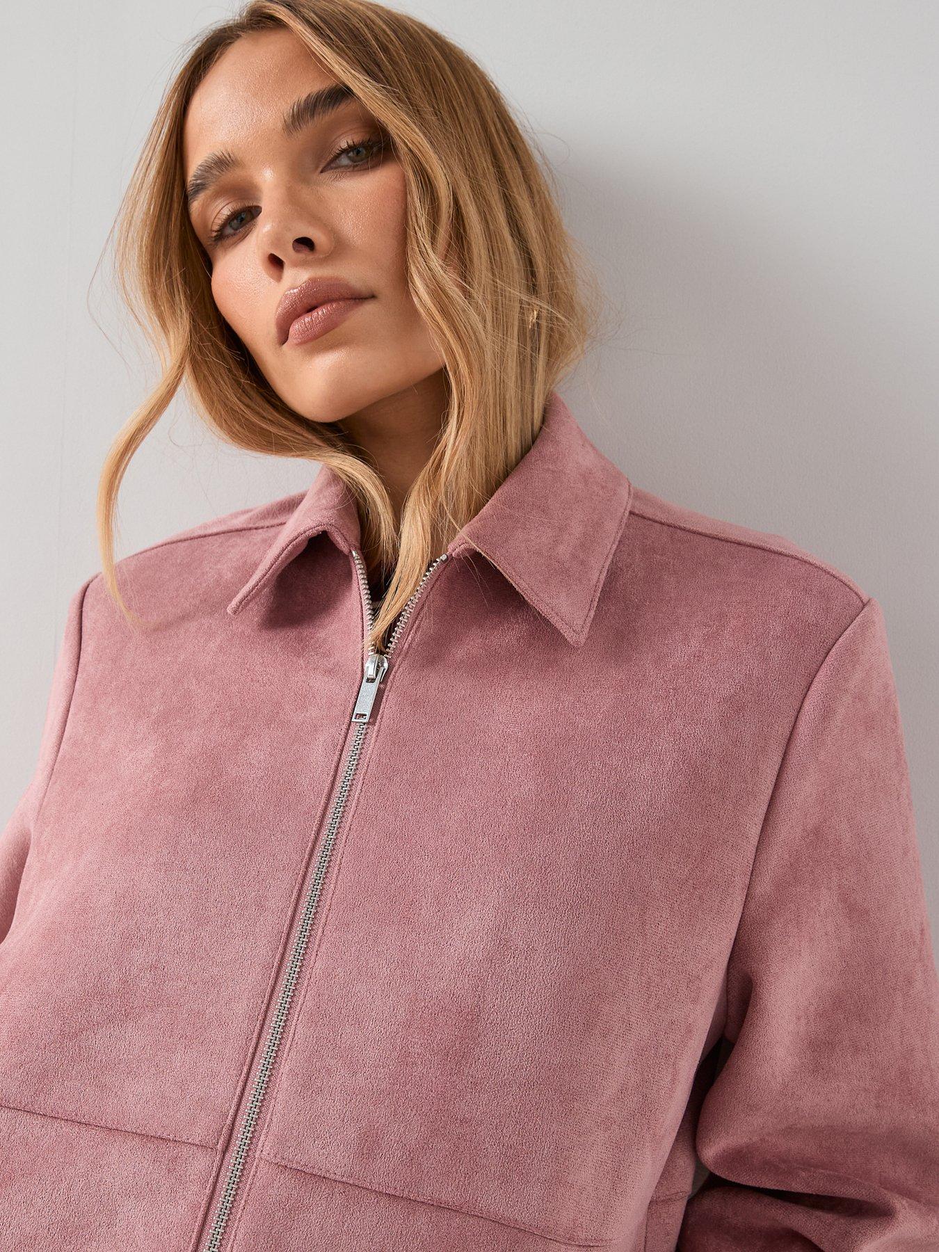 Image 6 of 7 of The Very Collection Suedette Harrington Jacket - Pink