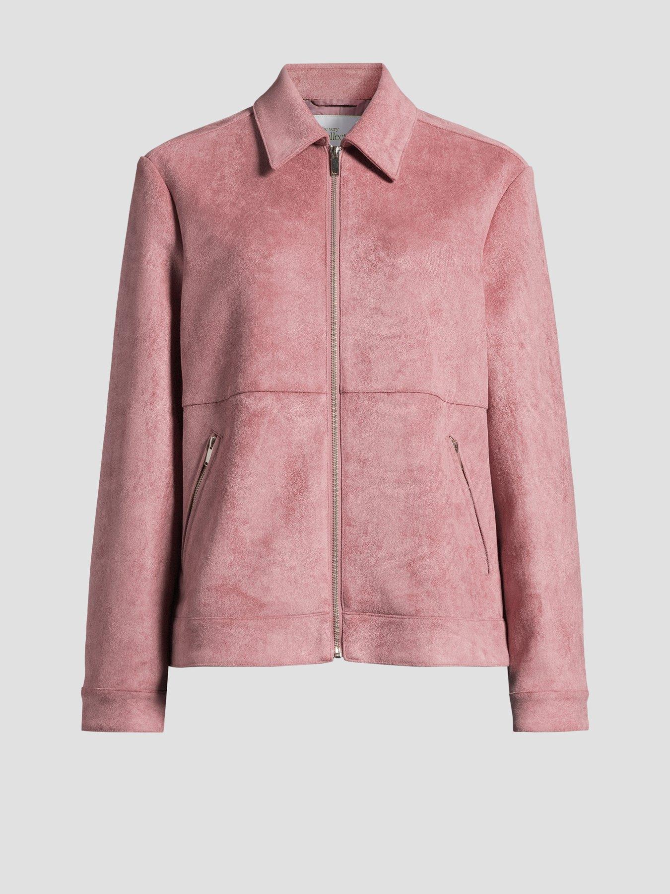 Image 7 of 7 of The Very Collection Suedette Harrington Jacket - Pink
