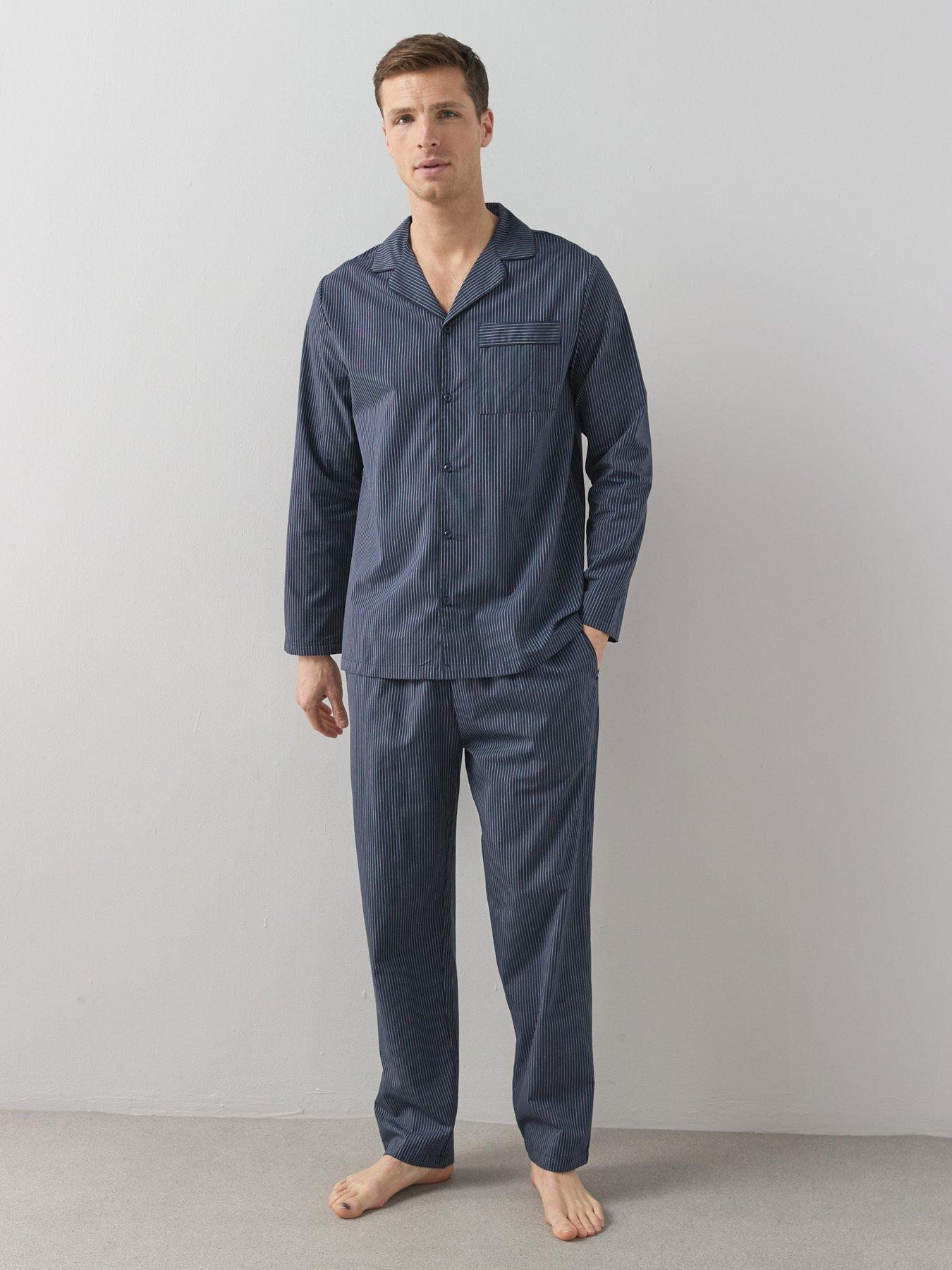 The Very Collection Pure Cotton Striped Revere Set - Navy