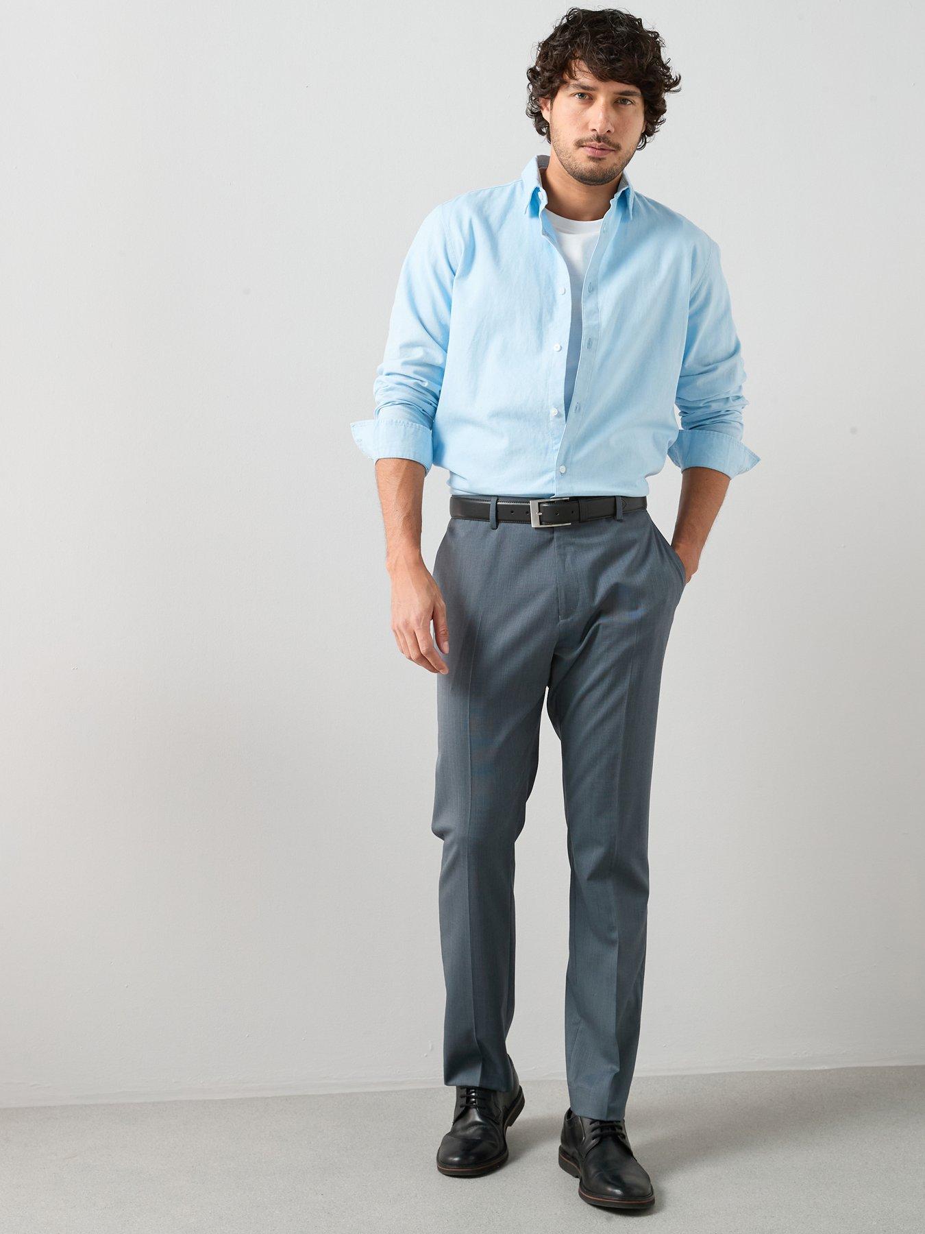 Image 1 of 7 of The Very Collection Regular Fit Wool Blend Suit Trousers - Blue