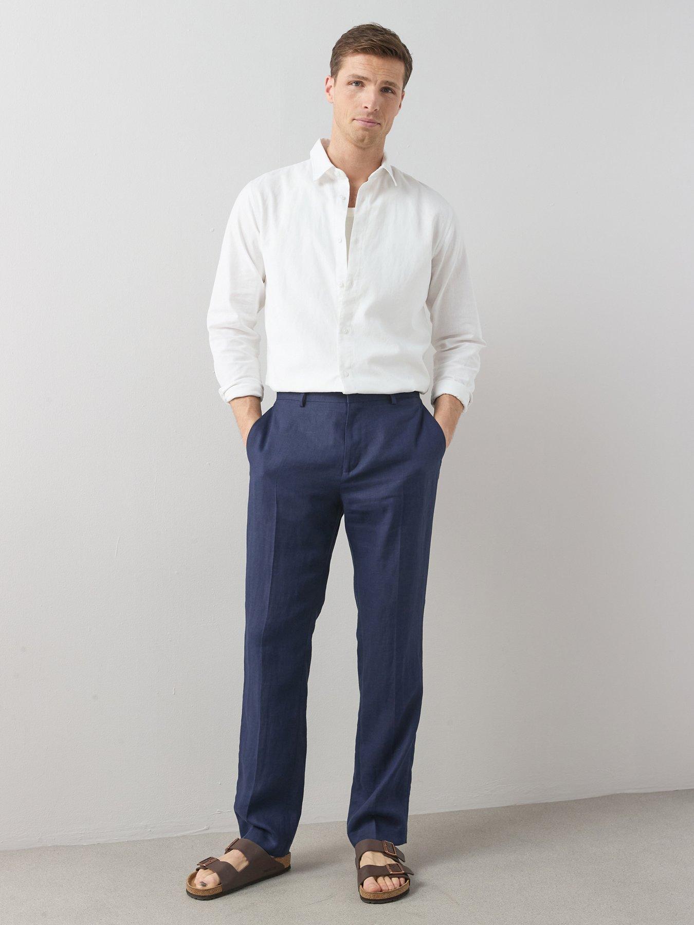 Image 1 of 7 of The Very Collection 100% Linen Regular Fit Suit Trouser - Navy