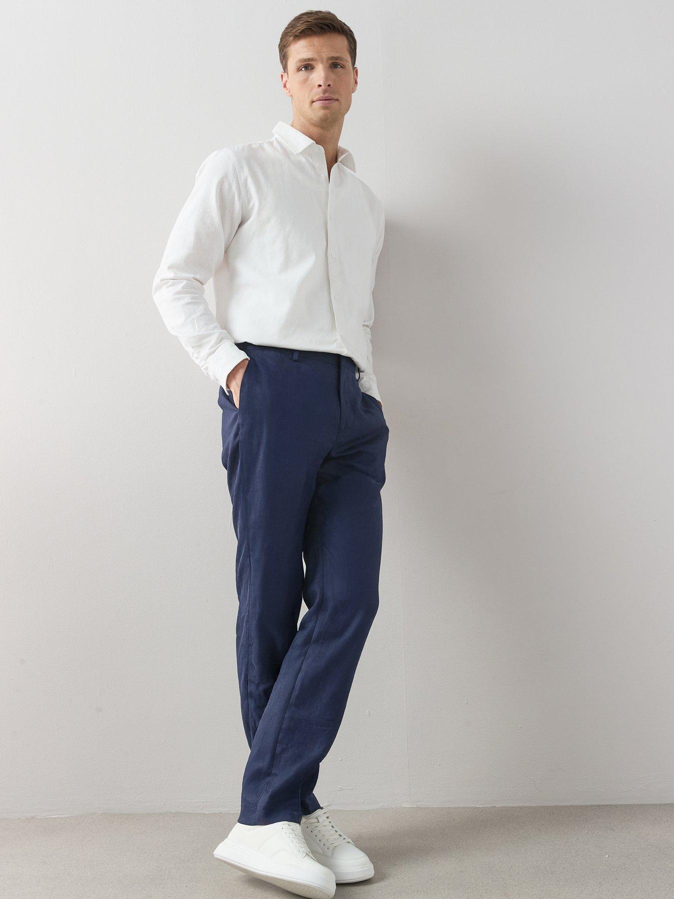 Image 3 of 7 of The Very Collection 100% Linen Regular Fit Suit Trouser - Navy