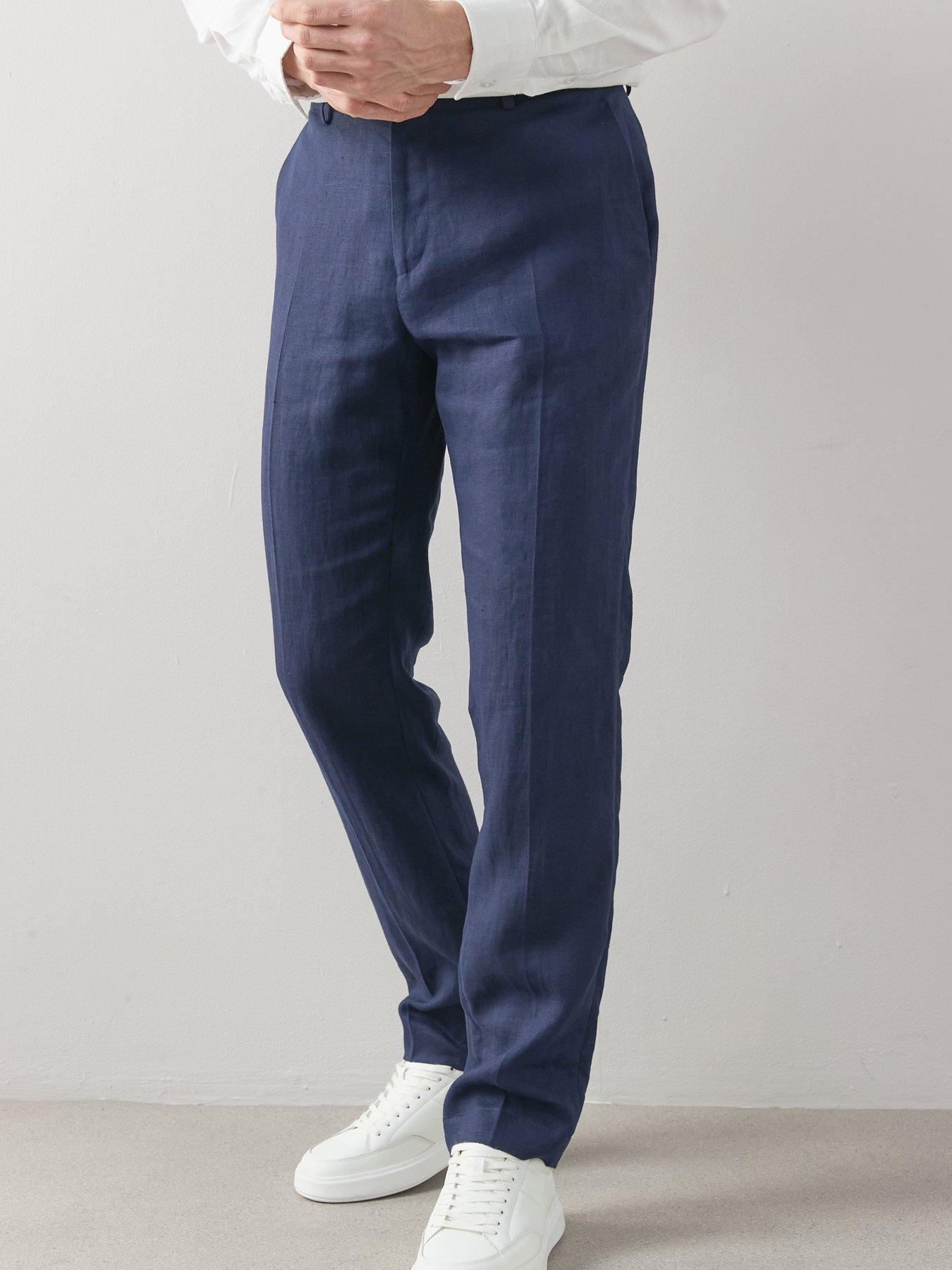 Image 4 of 7 of The Very Collection 100% Linen Regular Fit Suit Trouser - Navy