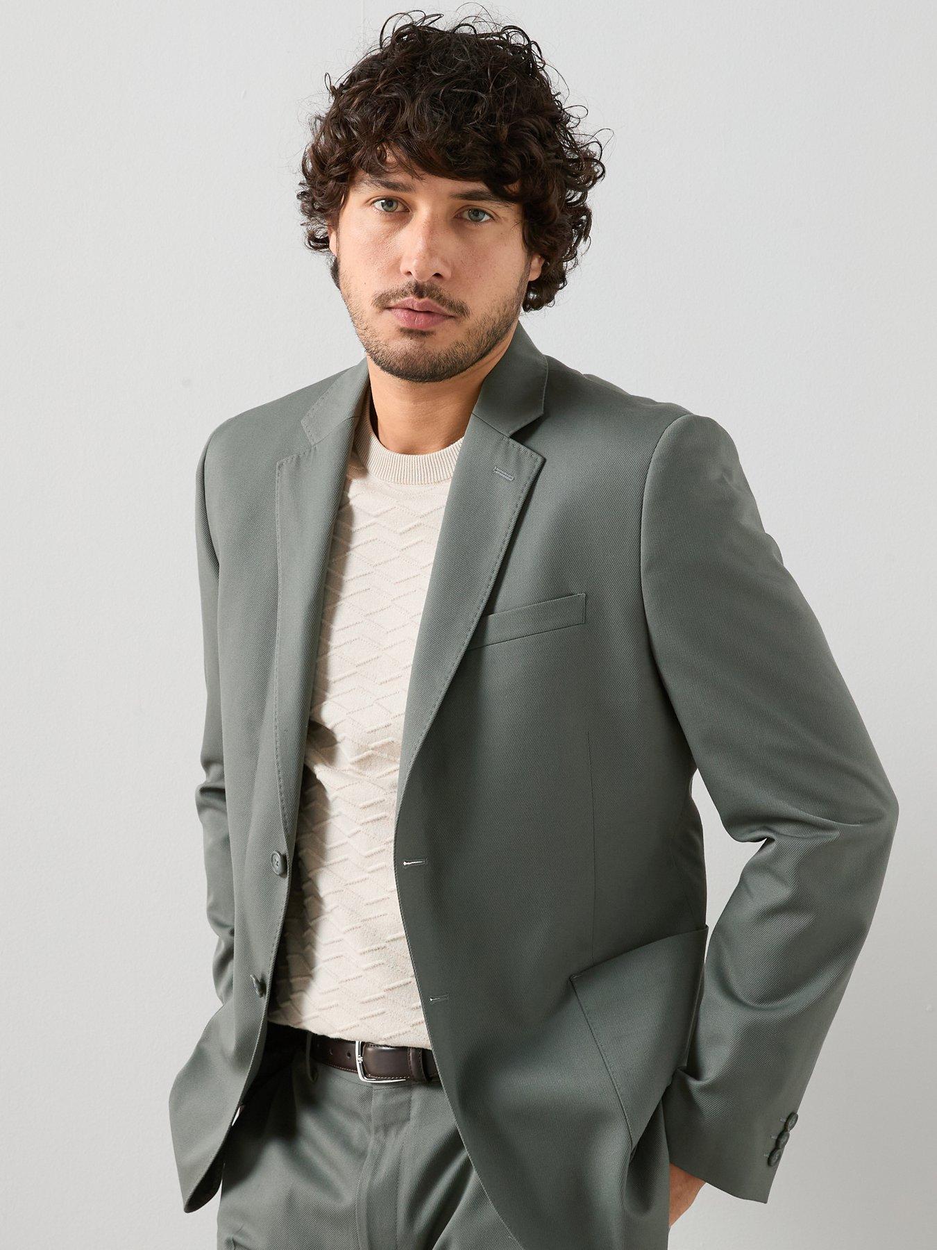 The Very Collection Regular Fit Textured Suit Jacket - Sage