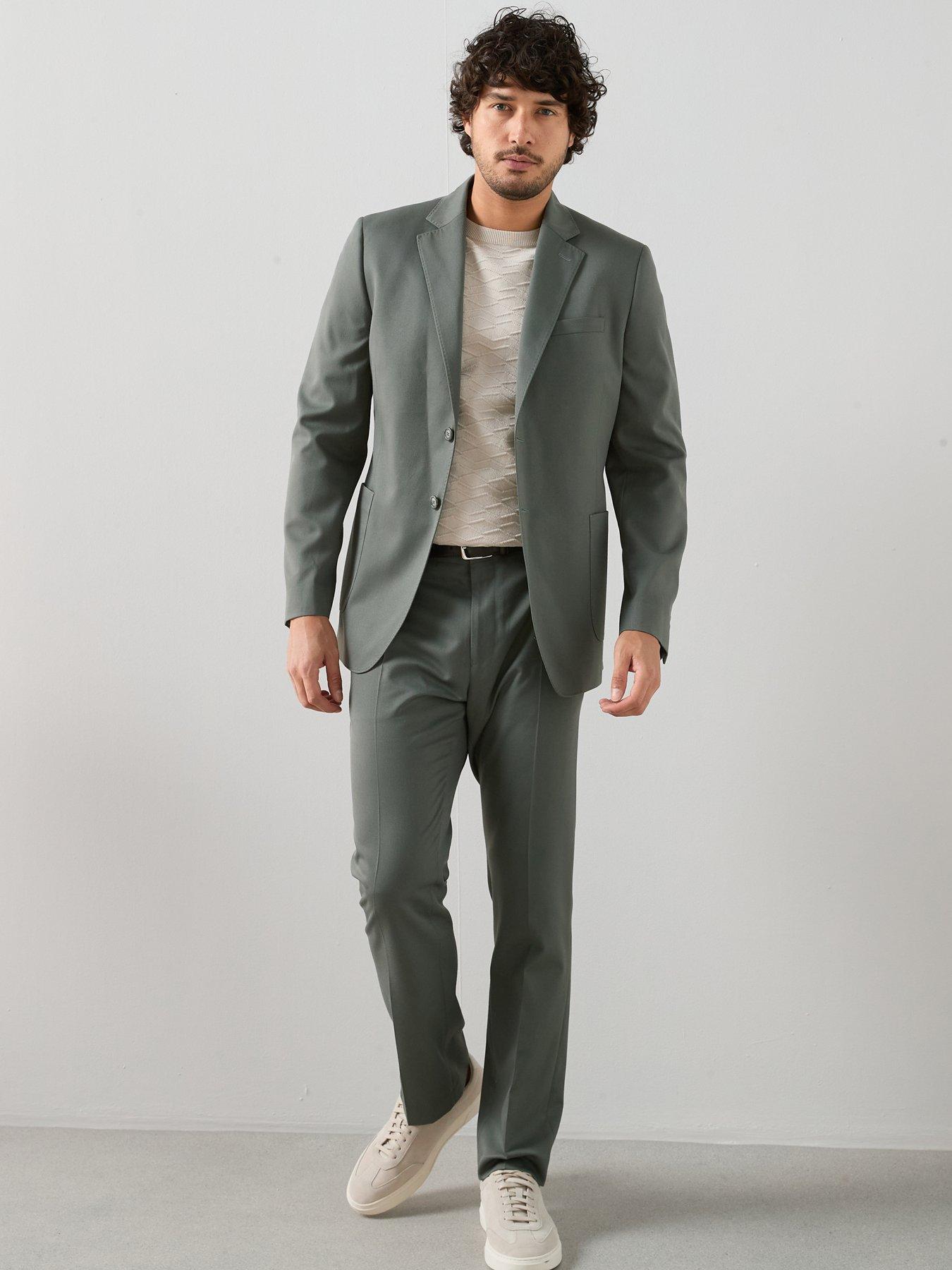 Image 3 of 7 of The Very Collection Regular Fit Textured Suit Jacket - Sage - Green