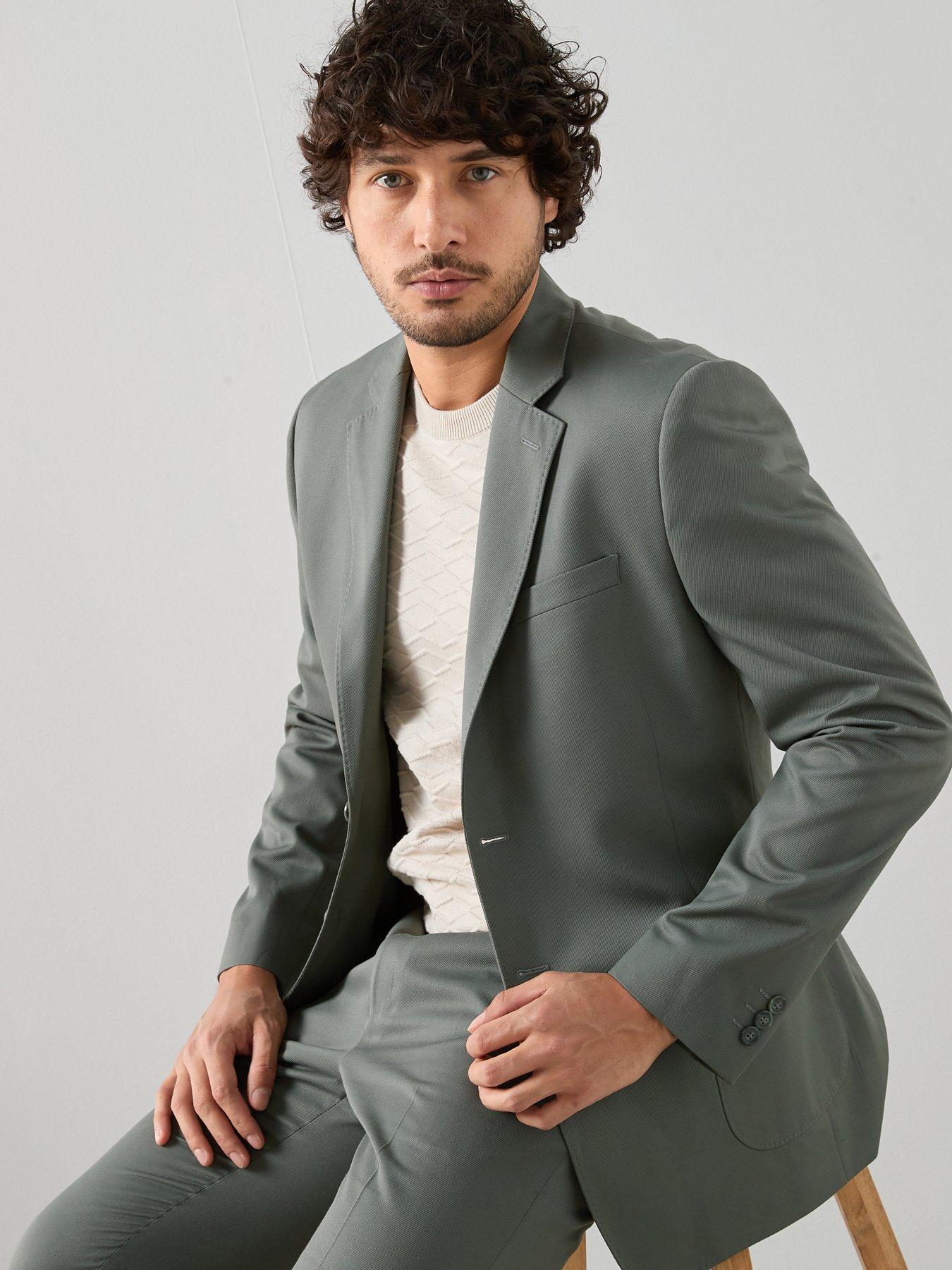 Image 5 of 7 of The Very Collection Regular Fit Textured Suit Jacket - Sage - Green