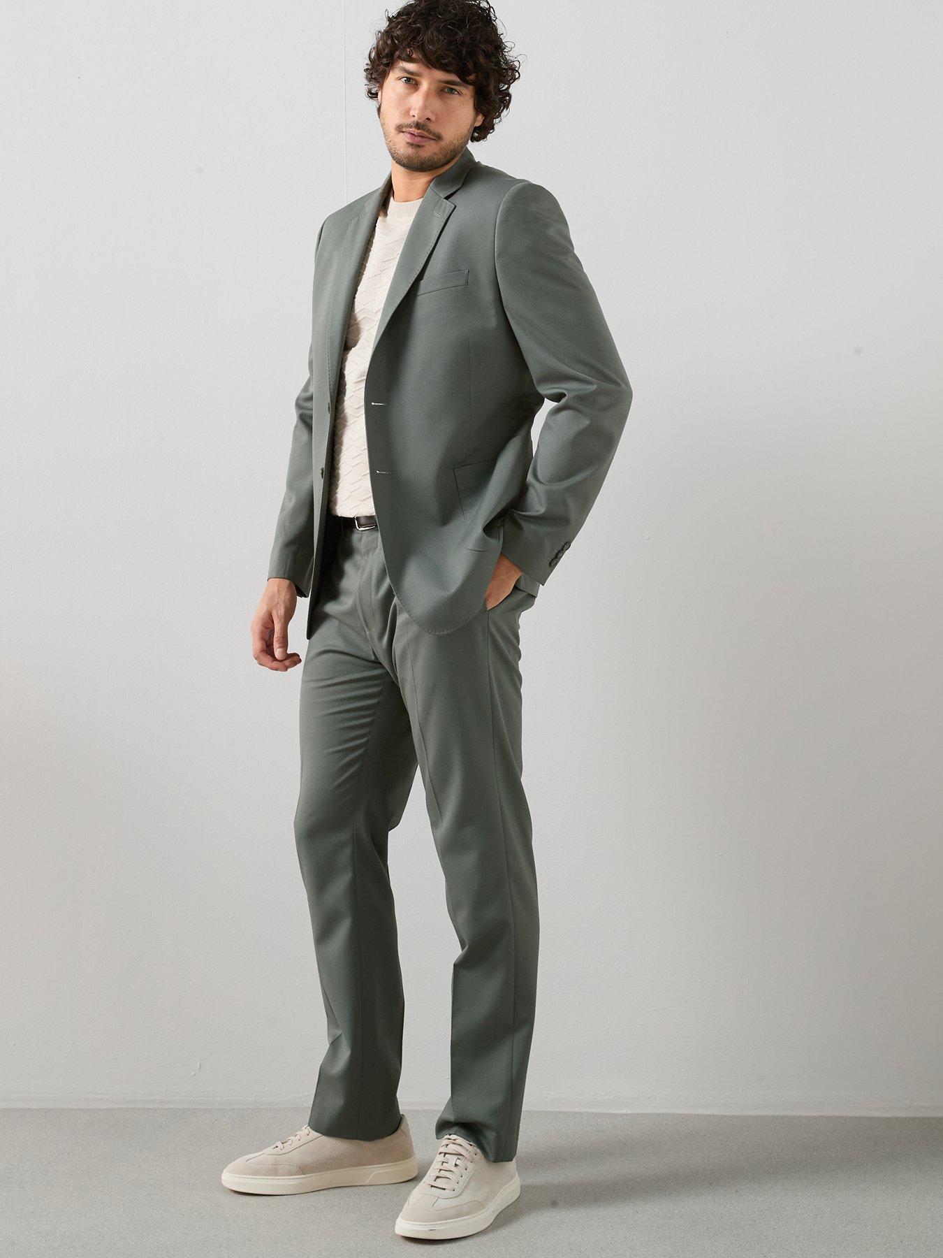 Image 6 of 7 of The Very Collection Regular Fit Textured Suit Jacket - Sage - Green