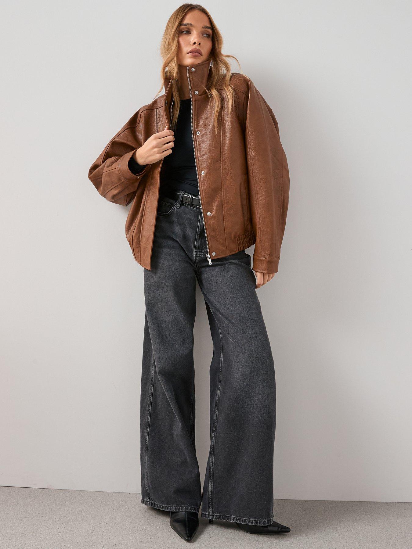  image of the-very-collection-funnel-neck-bomber-jacketnbsp--light-brown