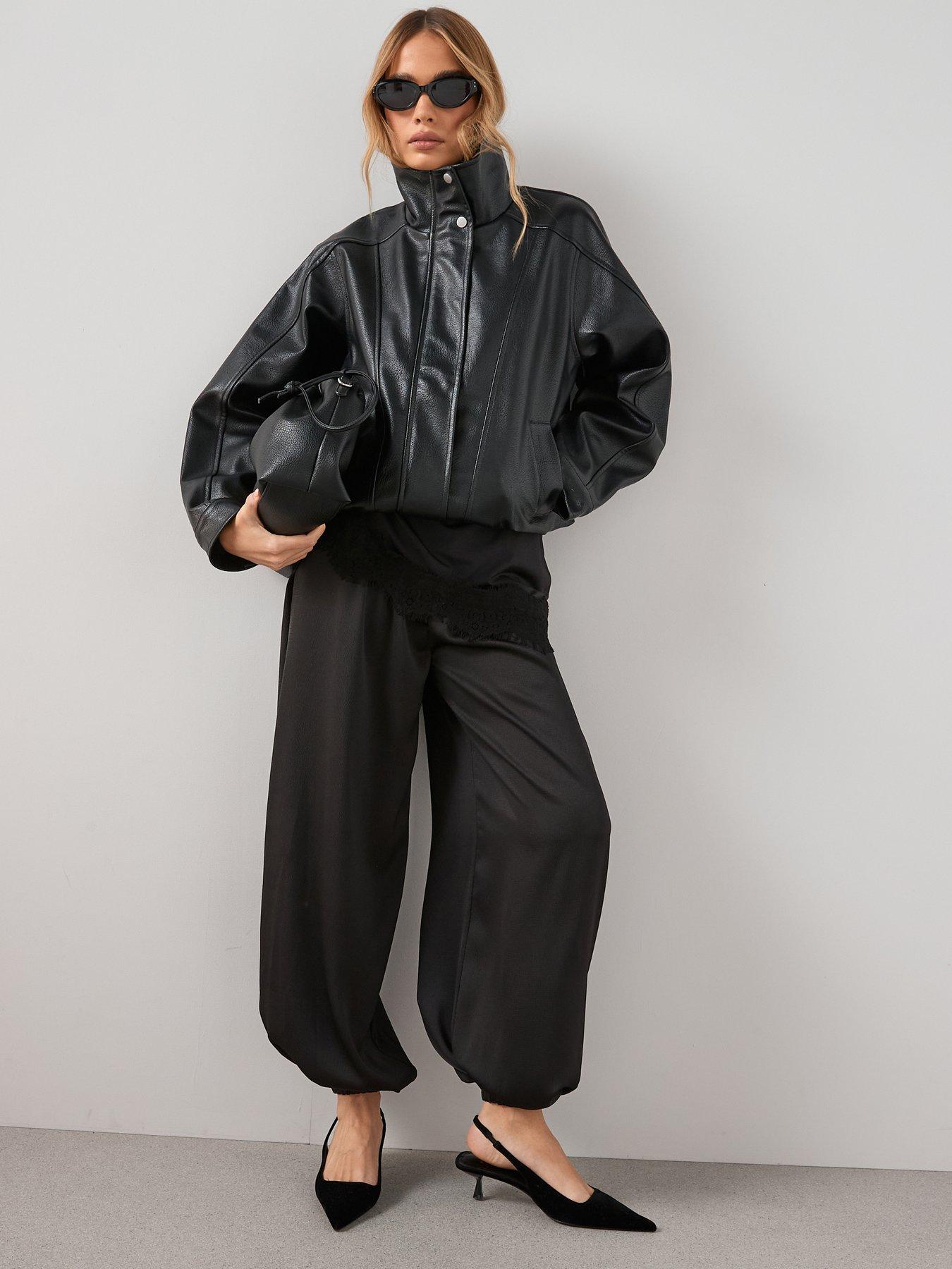 The Very Collection Funnel Neck Bomber Jacket  - Black