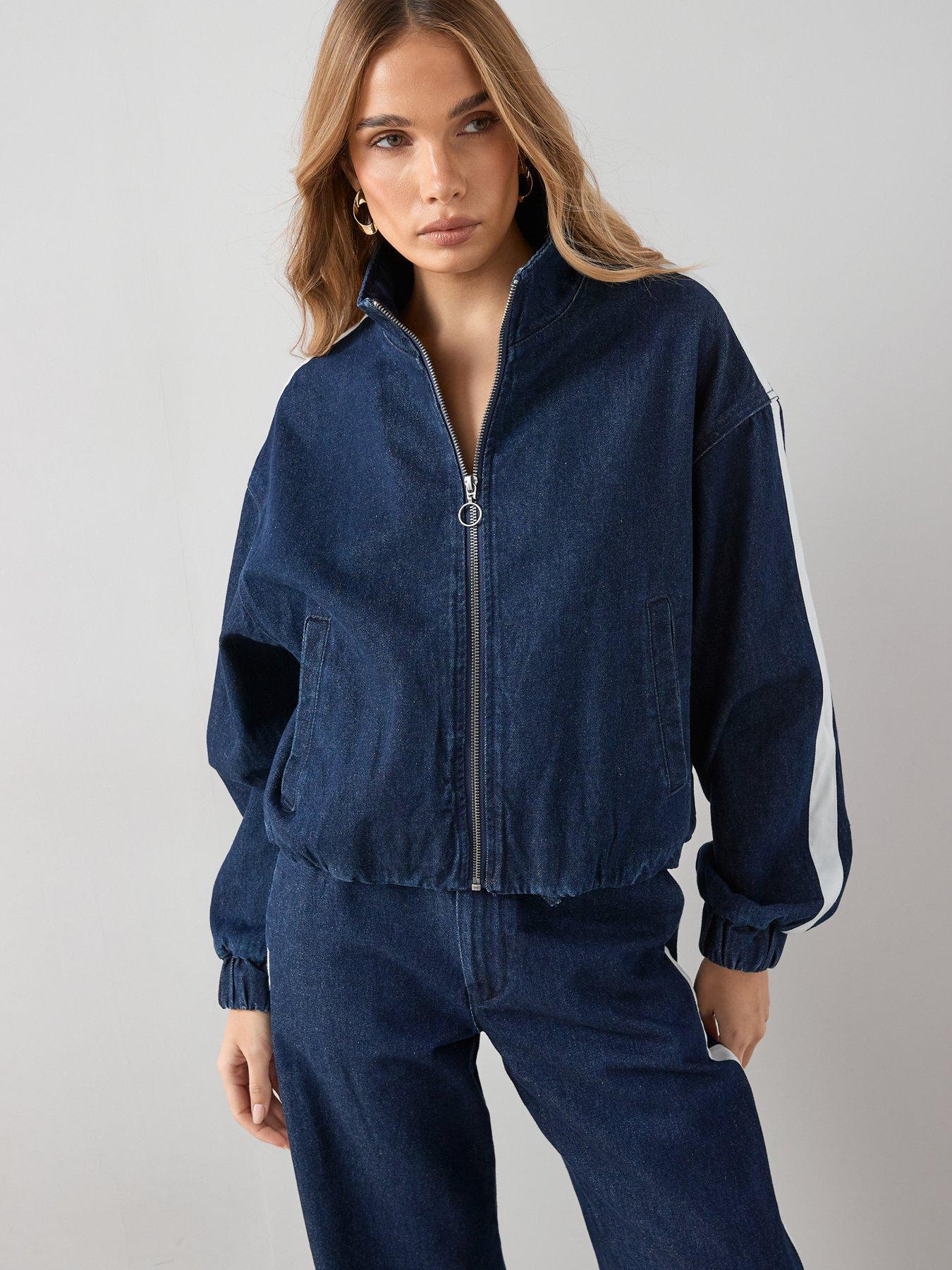 The Very Collection Denim Side Stripe Co-ord Jacket - Dark Wash