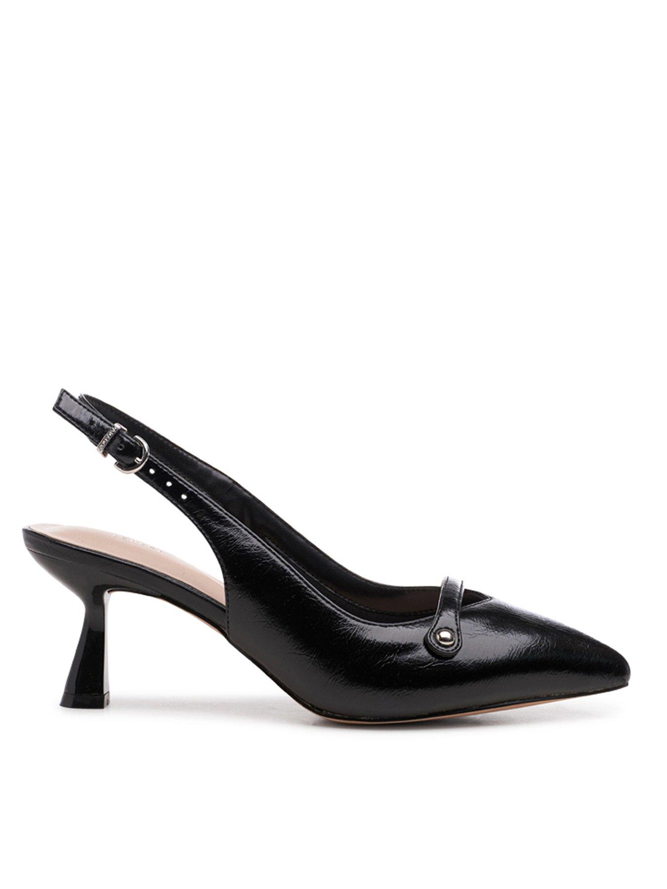 Paradox London Florentine Slingback Wide Fit Leather Heel - Black