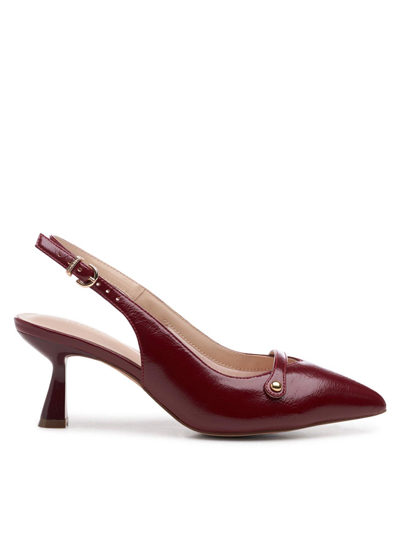 Image 1 of 7 of Paradox London Florentine Slingback Wide Fit Leather Heel - Cherry