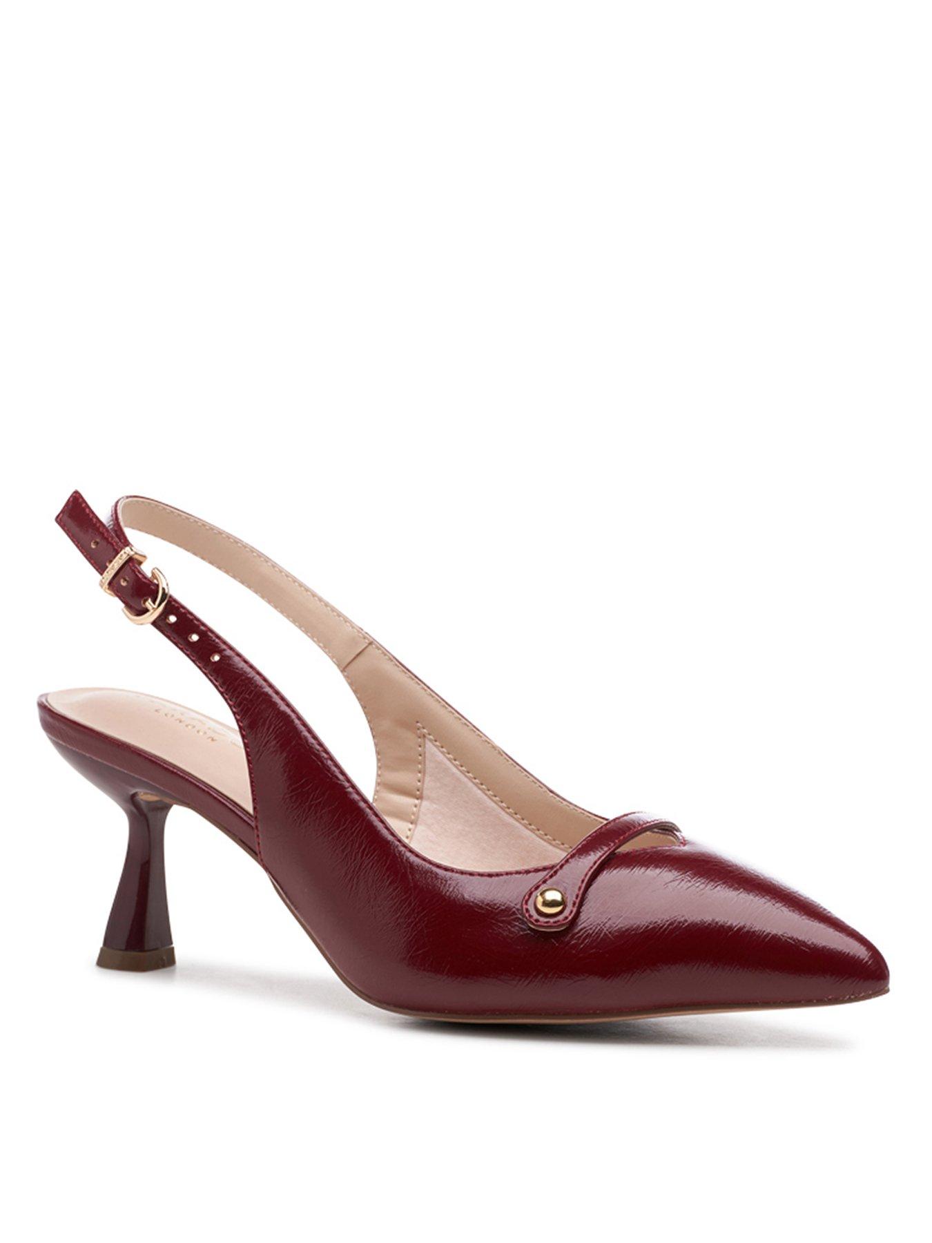 Image 2 of 7 of Paradox London Florentine Slingback Wide Fit Leather Heel - Cherry