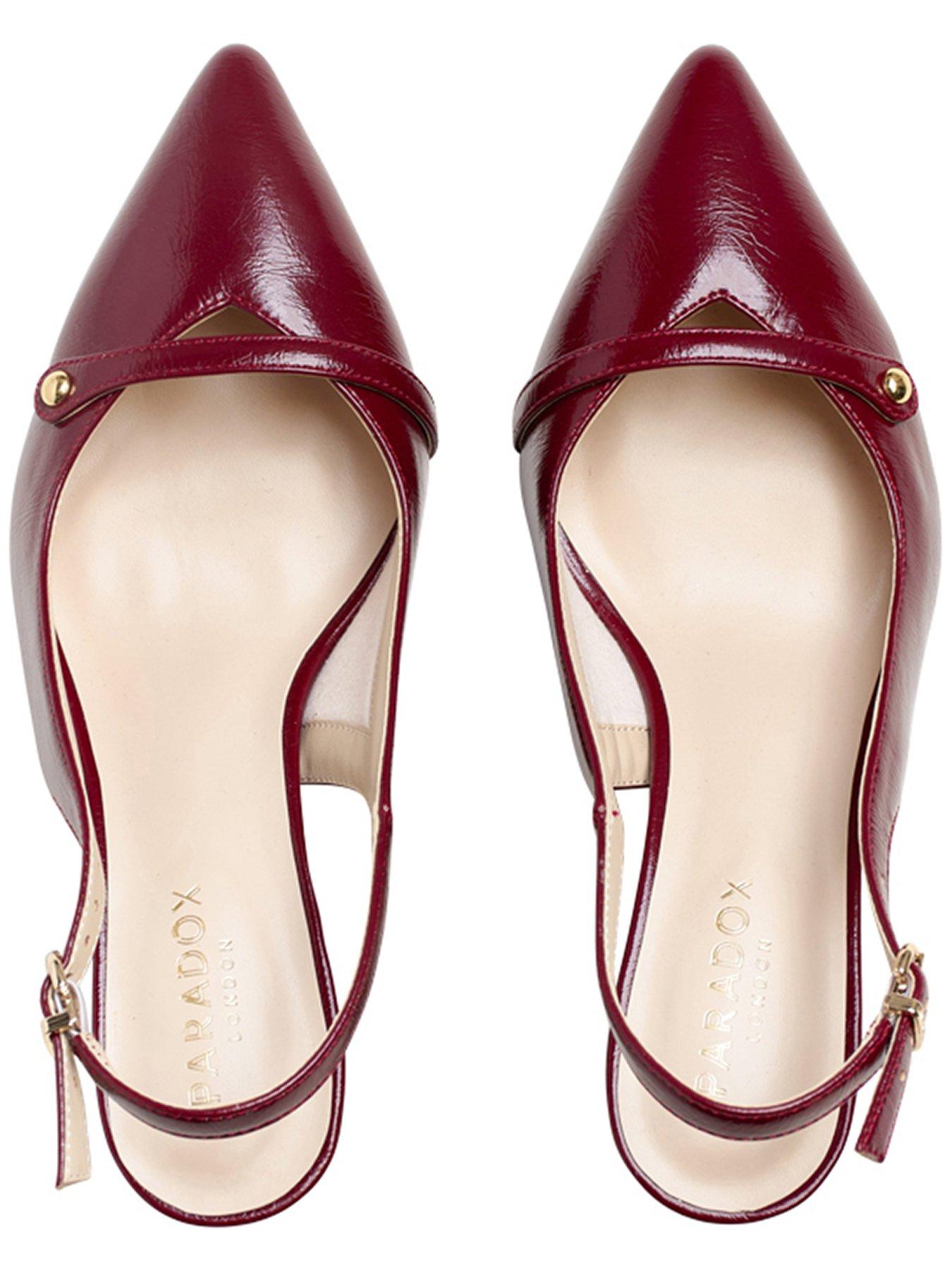 Image 4 of 7 of Paradox London Florentine Slingback Wide Fit Leather Heel - Cherry