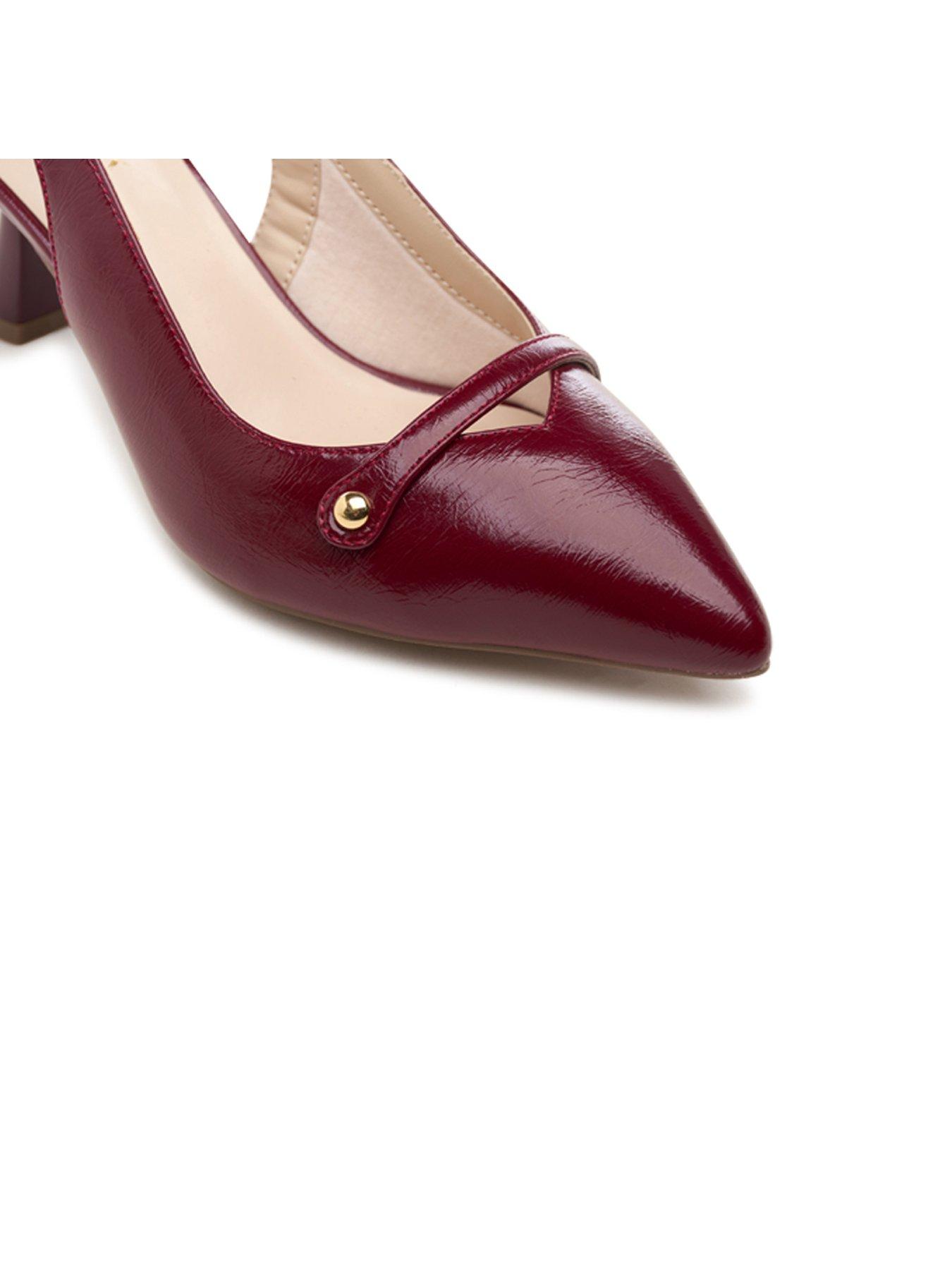 Image 6 of 7 of Paradox London Florentine Slingback Wide Fit Leather Heel - Cherry