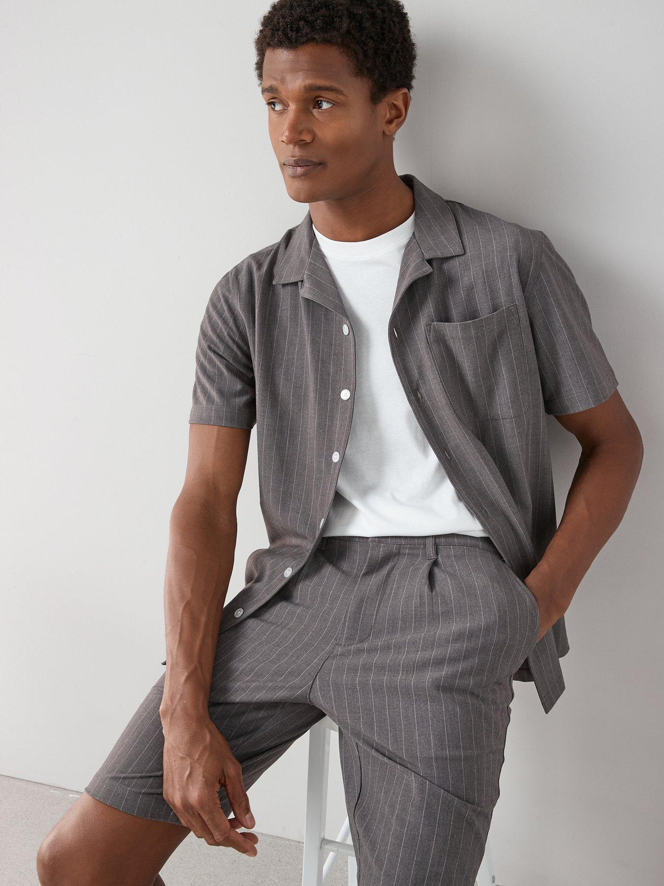 the-very-collection-short-sleeve-pinstripe-shirt-grey